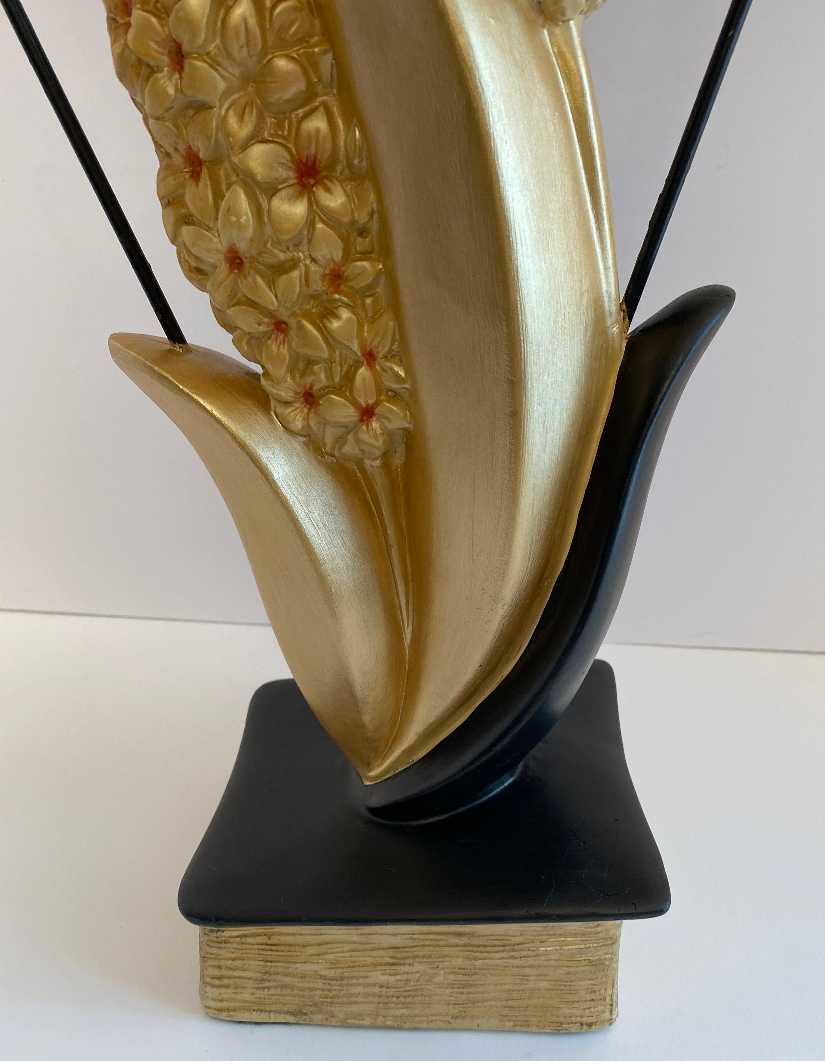 Pair of Large Mid Century Table Lamps, Large Nature-Inspired Table Lamps In Good Condition For Sale In Miami, FL