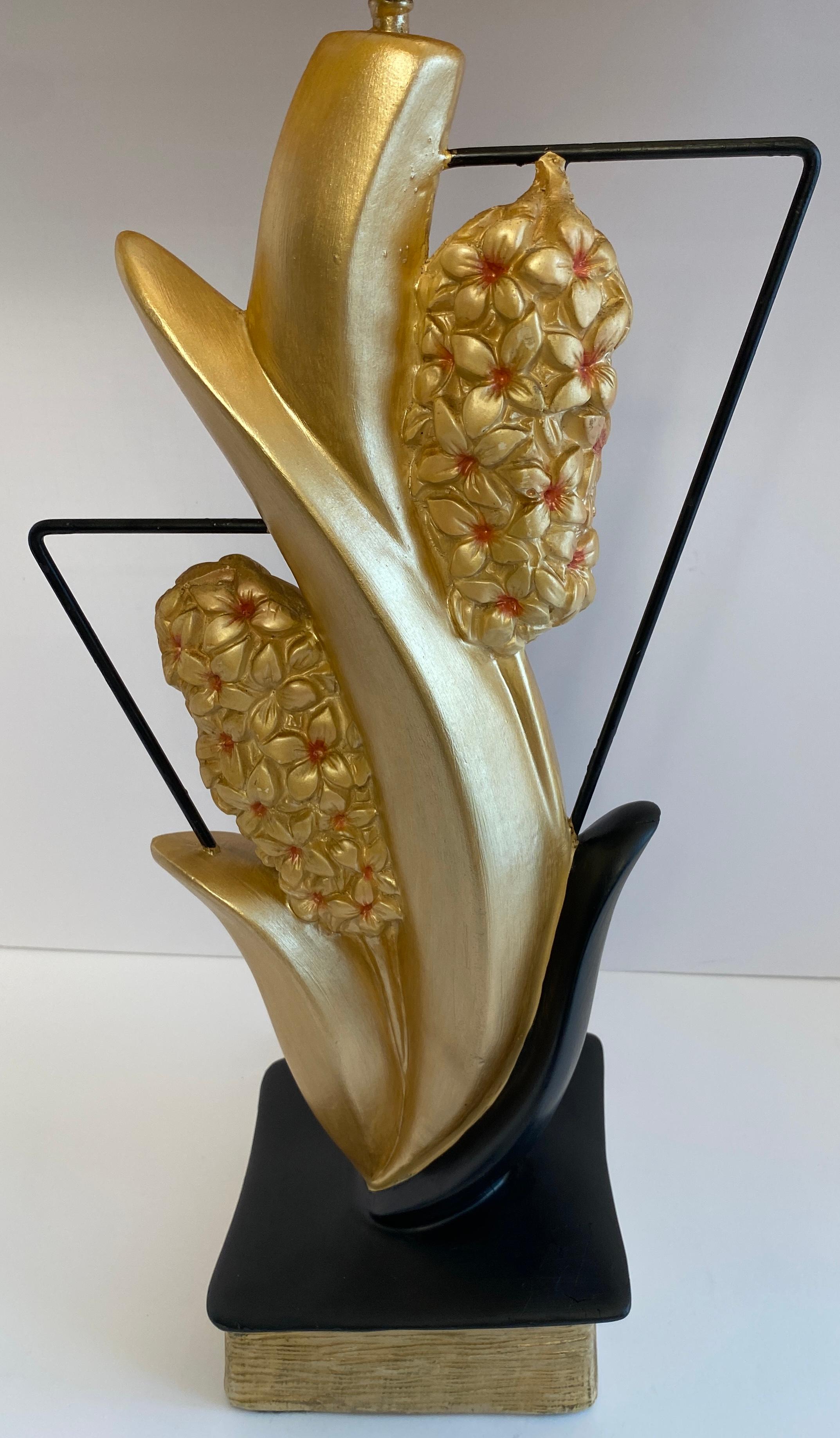 Fiberglass Pair of Large Mid Century Table Lamps, Large Nature-Inspired Table Lamps For Sale