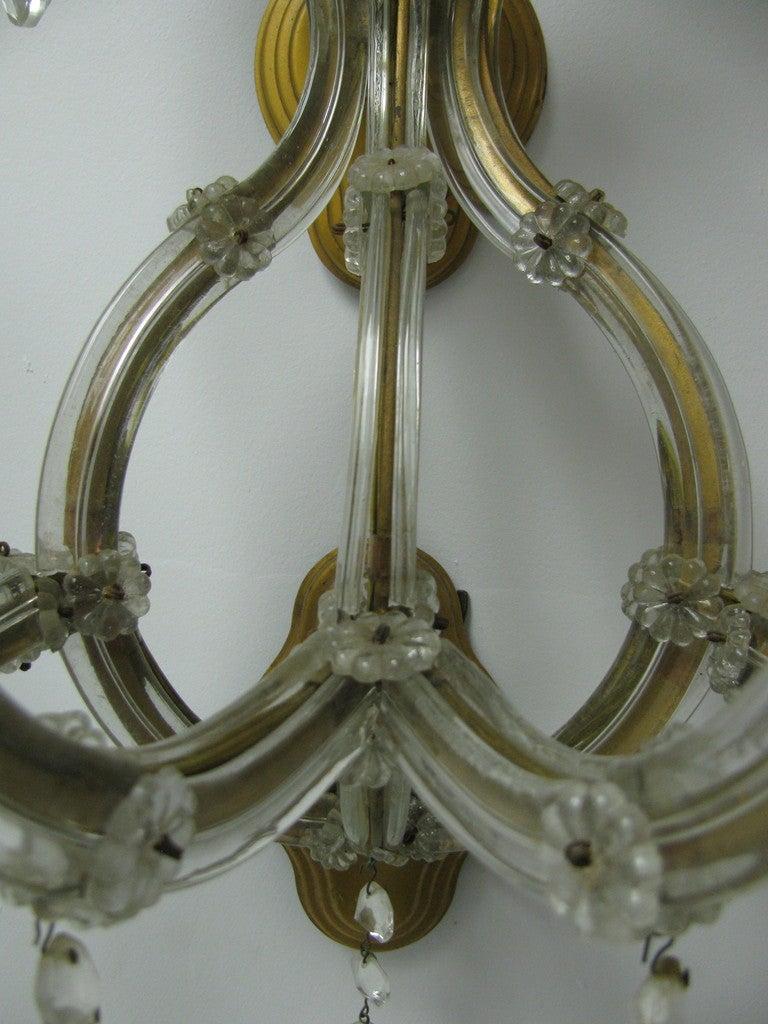 Pair of Large Mid-Century Venetian Glass Nine-Arm Two-Tier Sconces For Sale 1