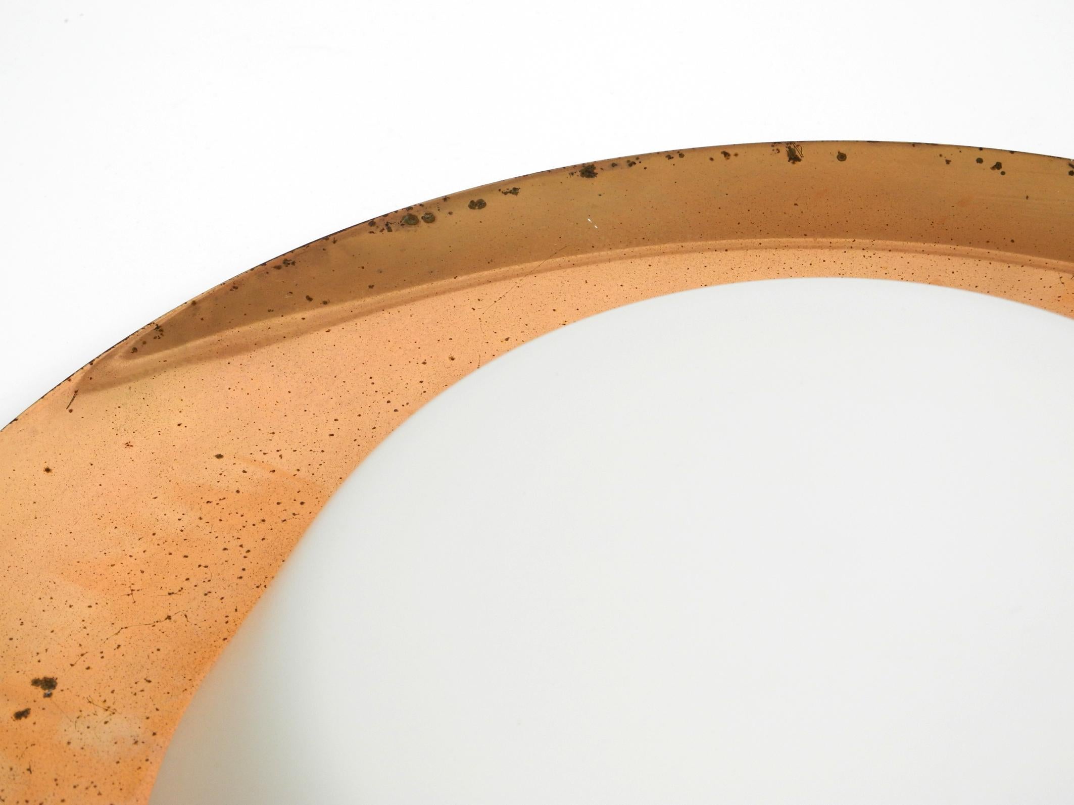 Pair of large Mid Century wall or ceiling lamps made of glass with copper-plated For Sale 10