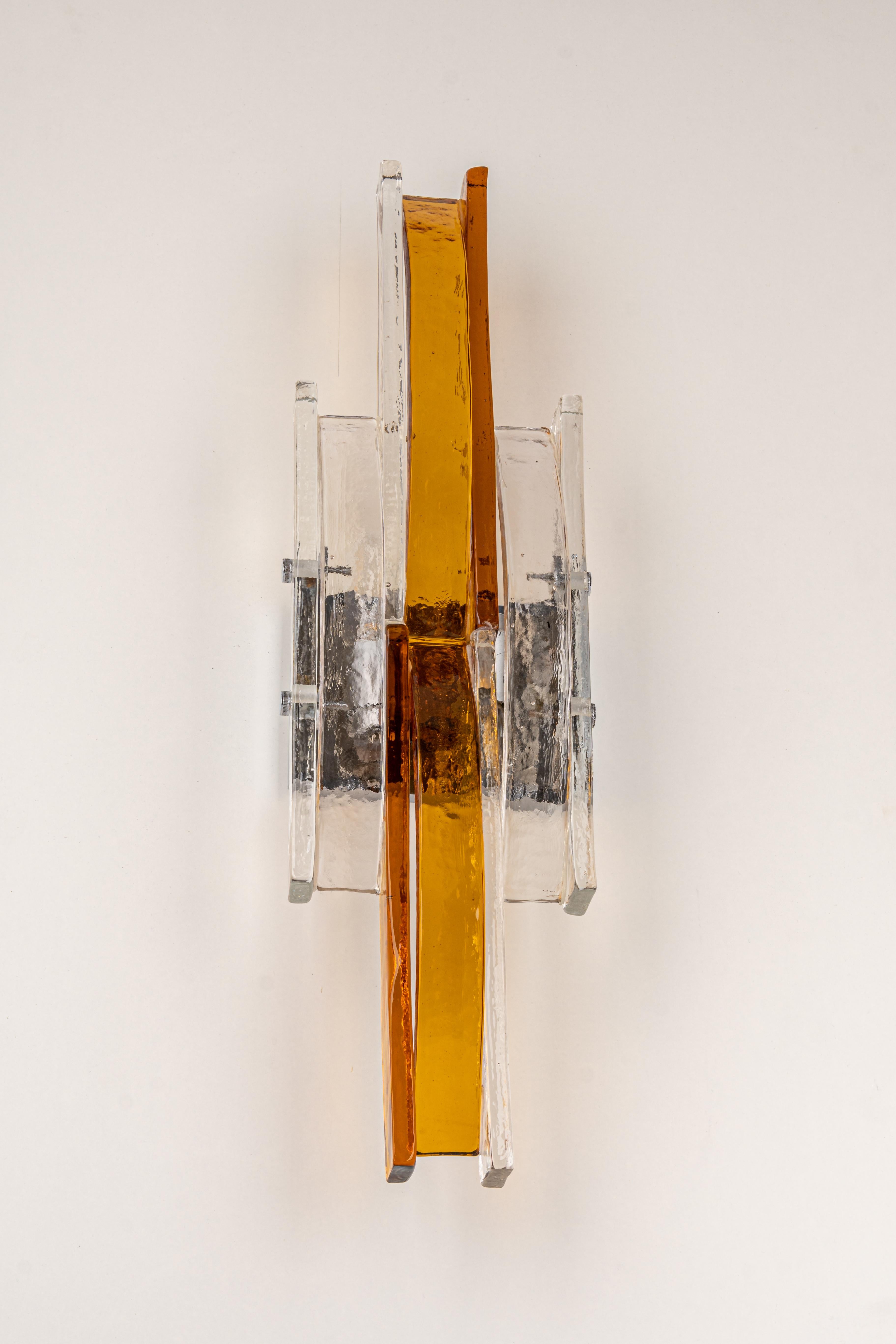 Late 20th Century Pair of Large Mid-Century Wall Sconce by Albano Poli for Poliarte, 1970s