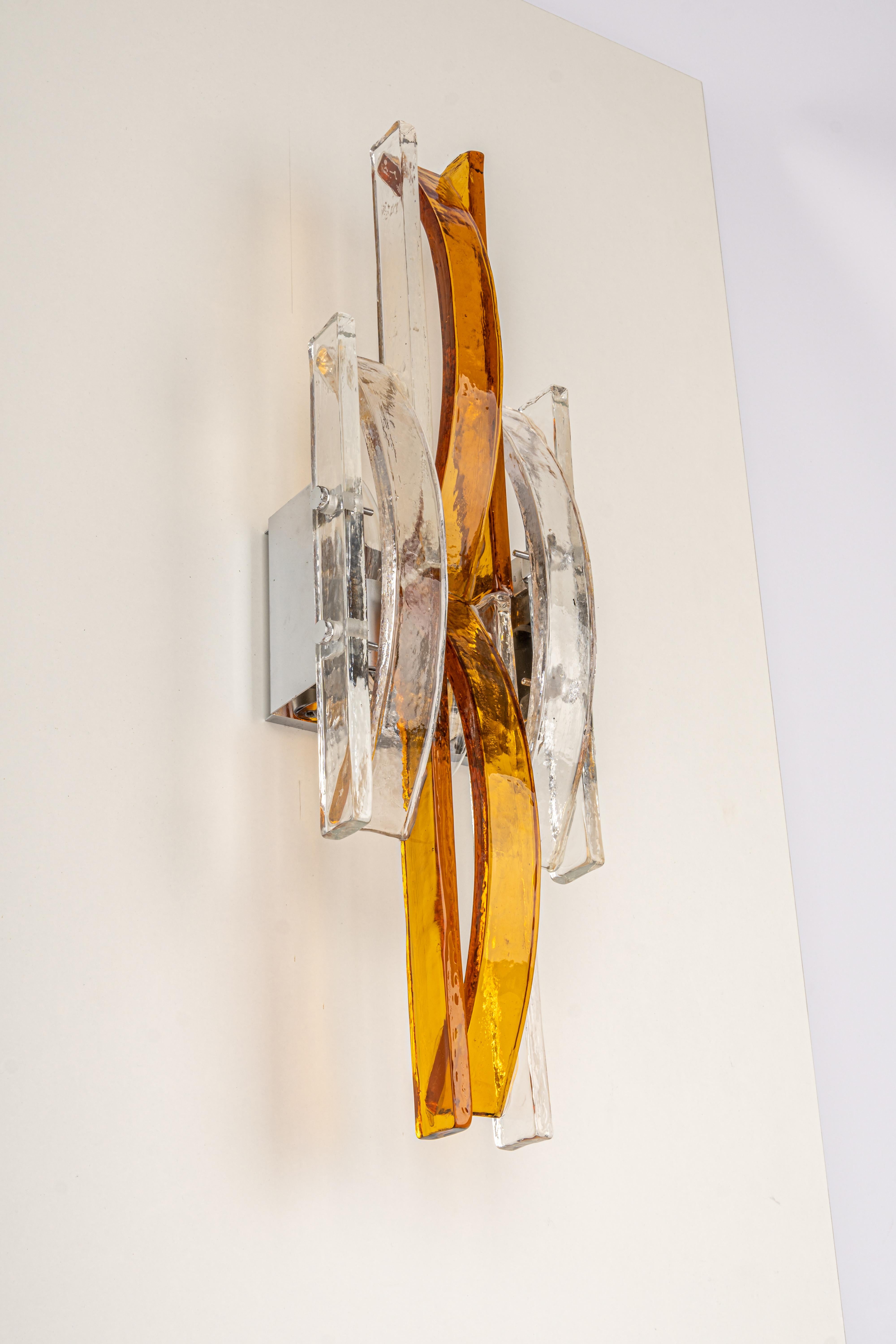 Metal Pair of Large Mid-Century Wall Sconce by Albano Poli for Poliarte, 1970s