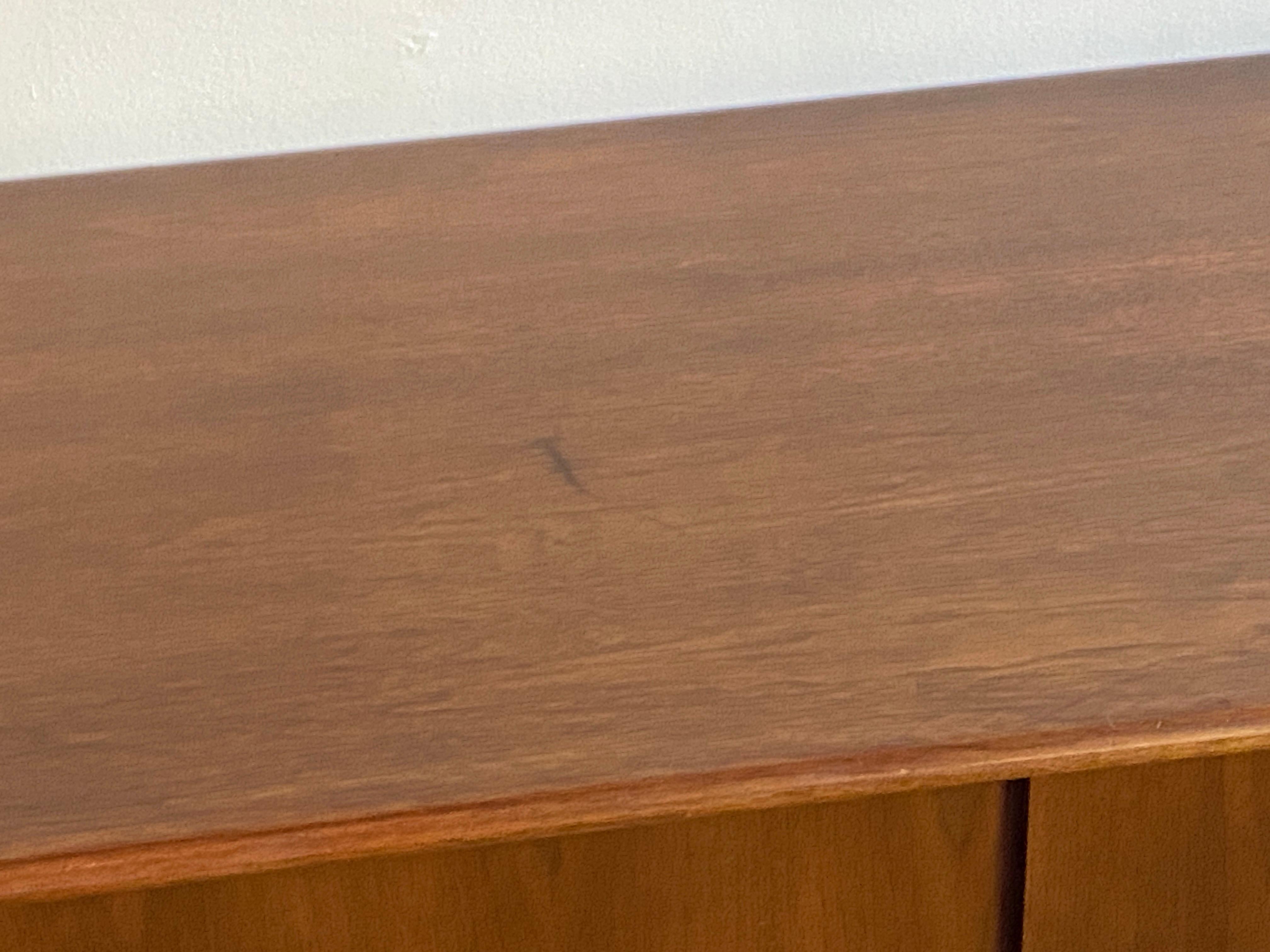 Pair of large mid century walnut wall hung cabinets - credenza For Sale 3