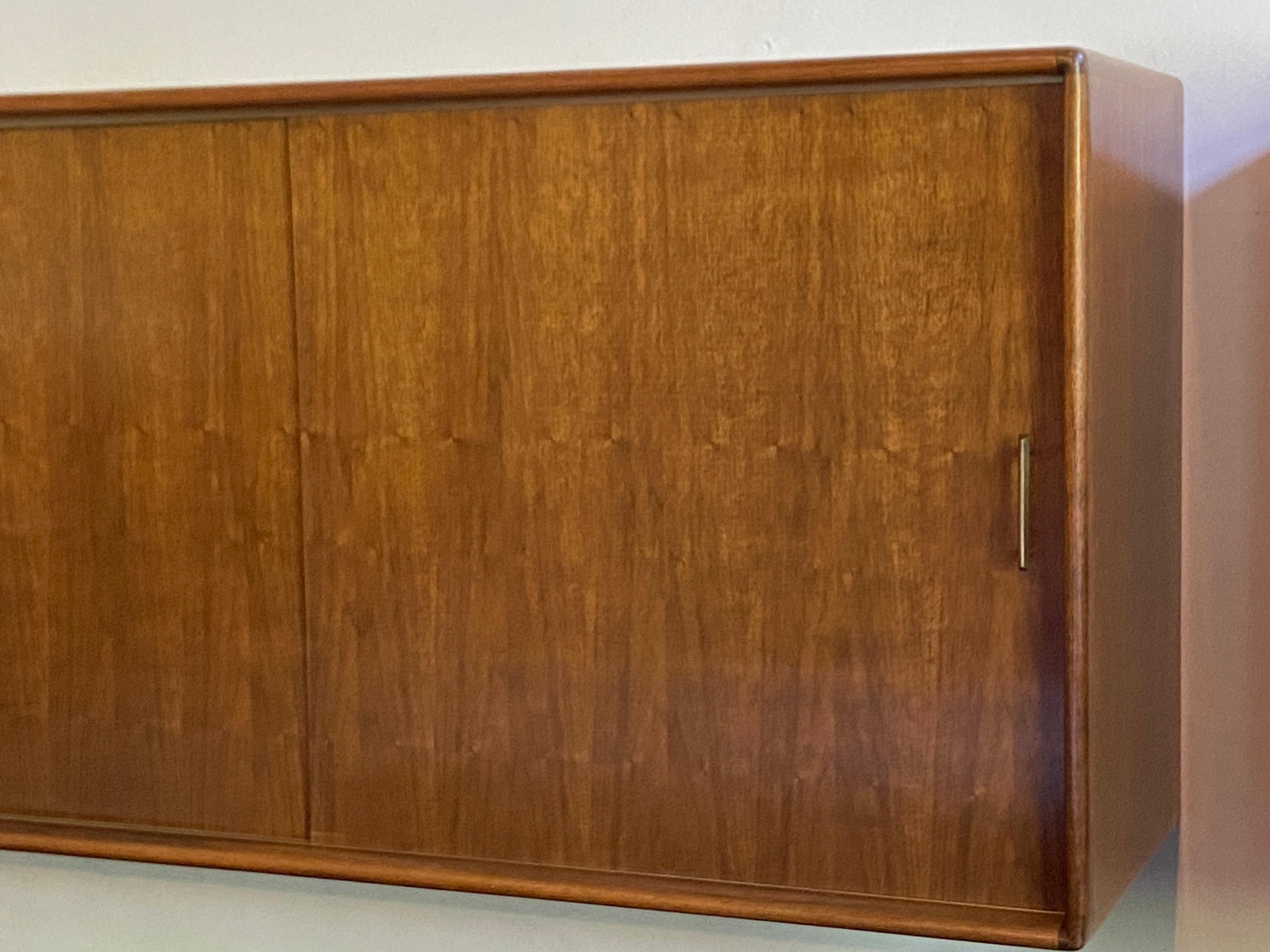 Pair of large mid century walnut wall hung cabinets - credenza For Sale 2