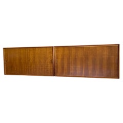 Pair of large mid century walnut wall hung cabinets - credenza