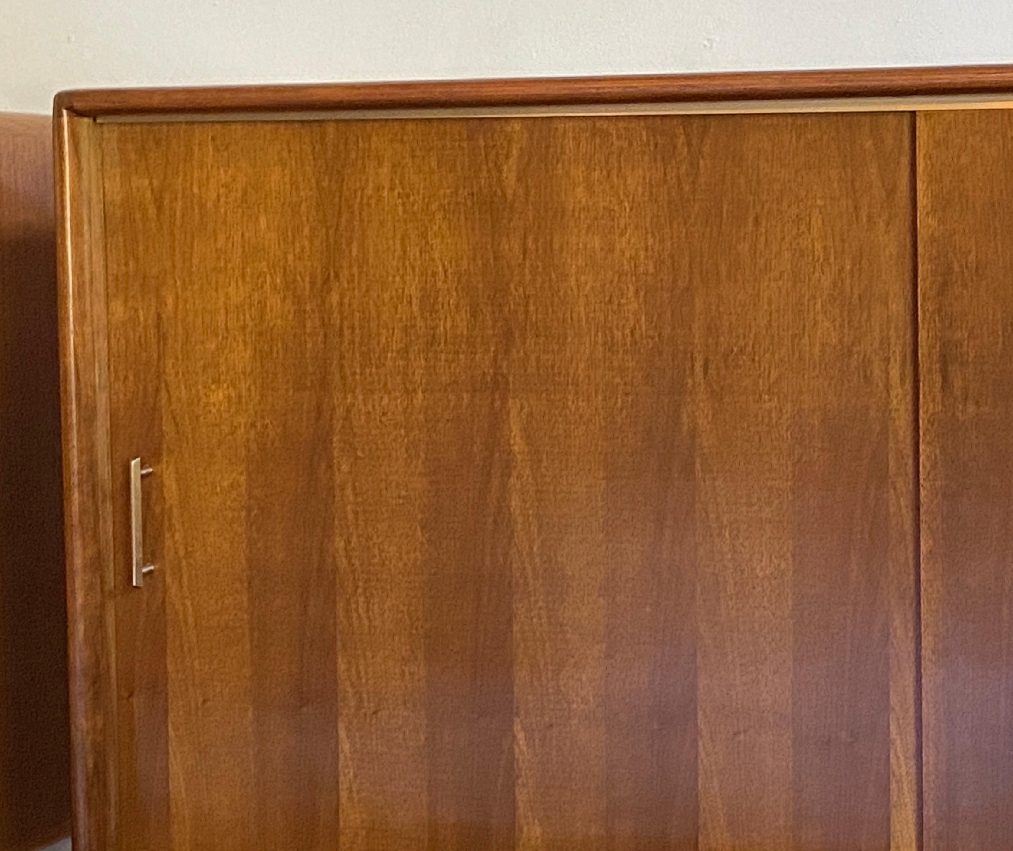Pair of large mid century walnut wall hung floating cabinets - credenza For Sale 3