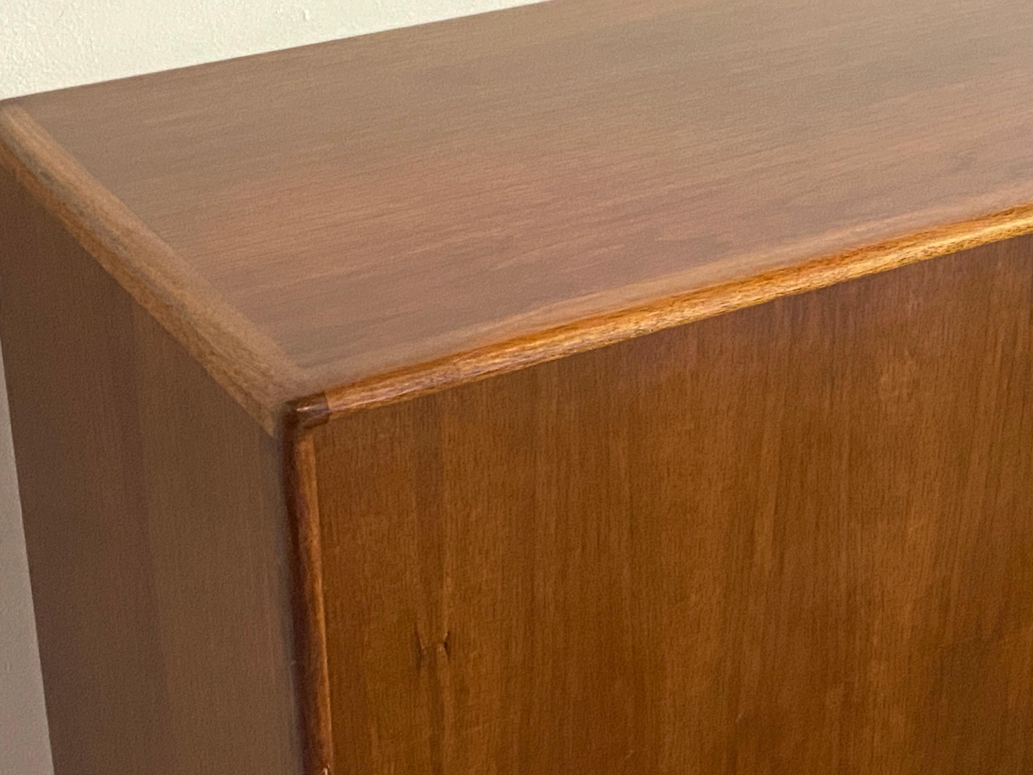 Pair of large mid century walnut wall hung floating cabinets - credenza For Sale 4