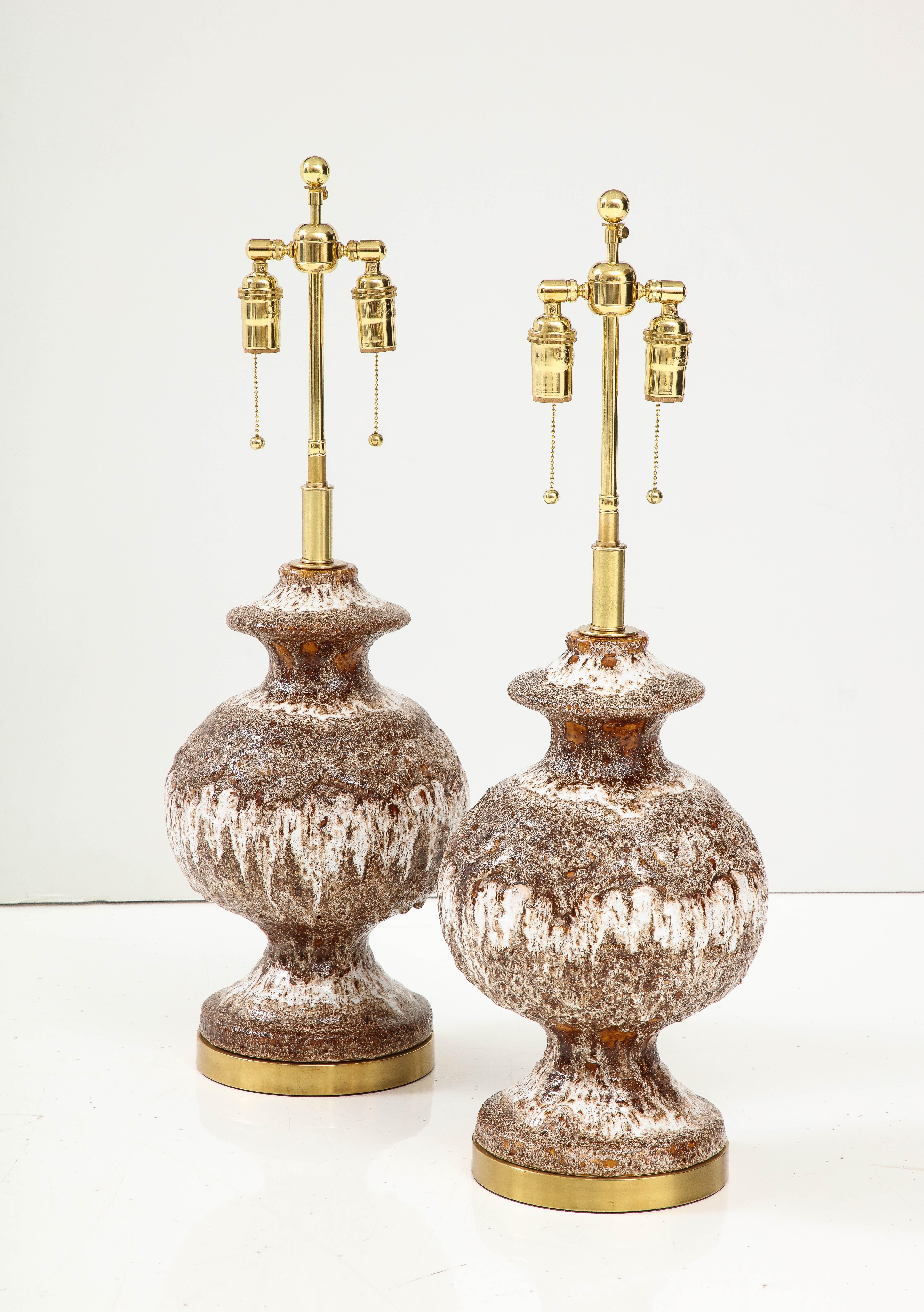 Mid-Century Modern Pair of Large Mid-Century West German ceramic Lamps. For Sale