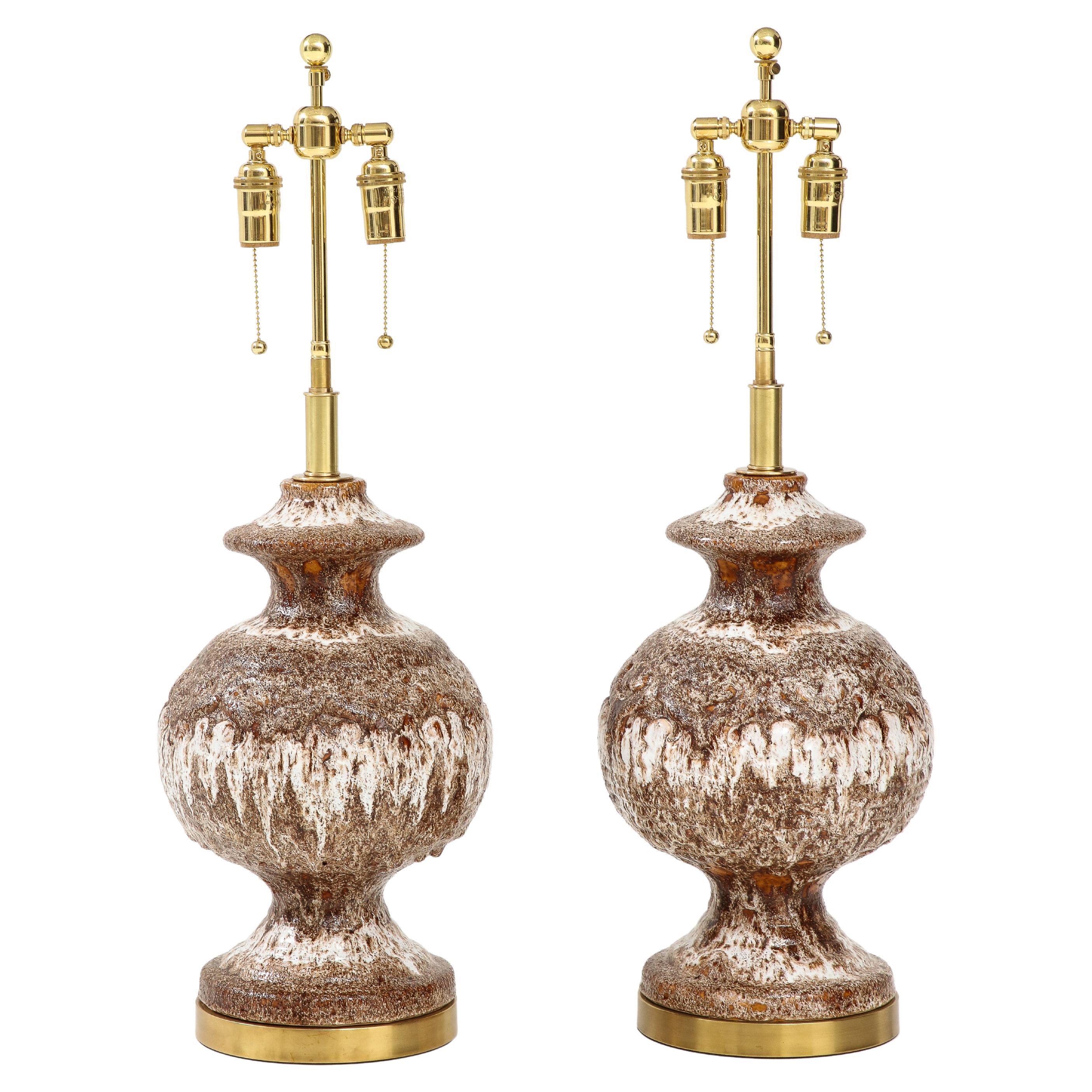 Pair of Large Mid-Century West German ceramic Lamps. For Sale