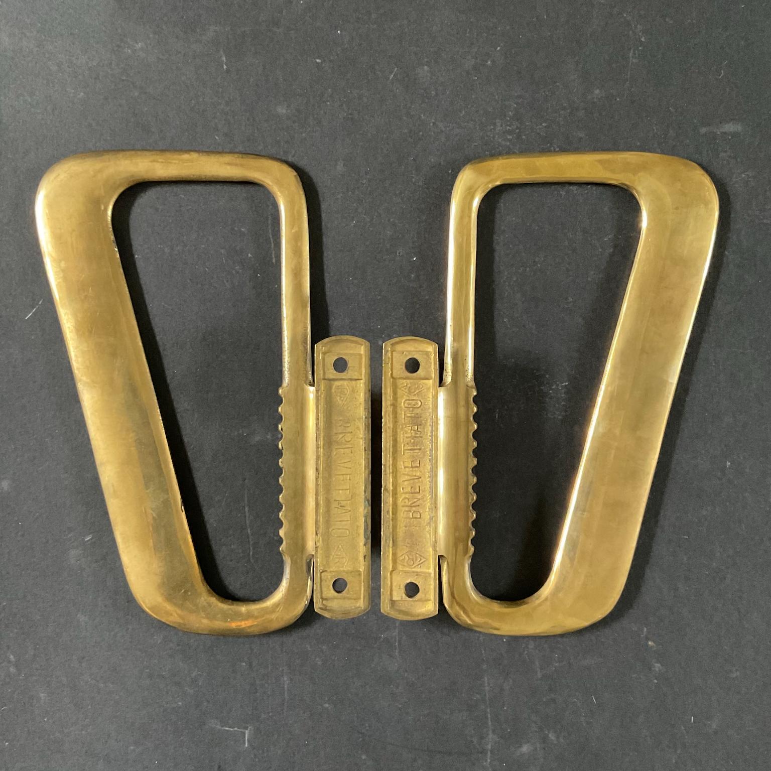 20th Century Pair of Large Midcentury Brass Door Handles, Italy [I] For Sale