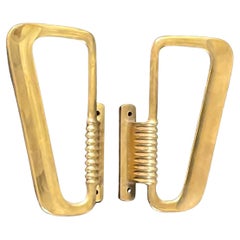 Pair of Large Midcentury Brass Door Handles, Italy