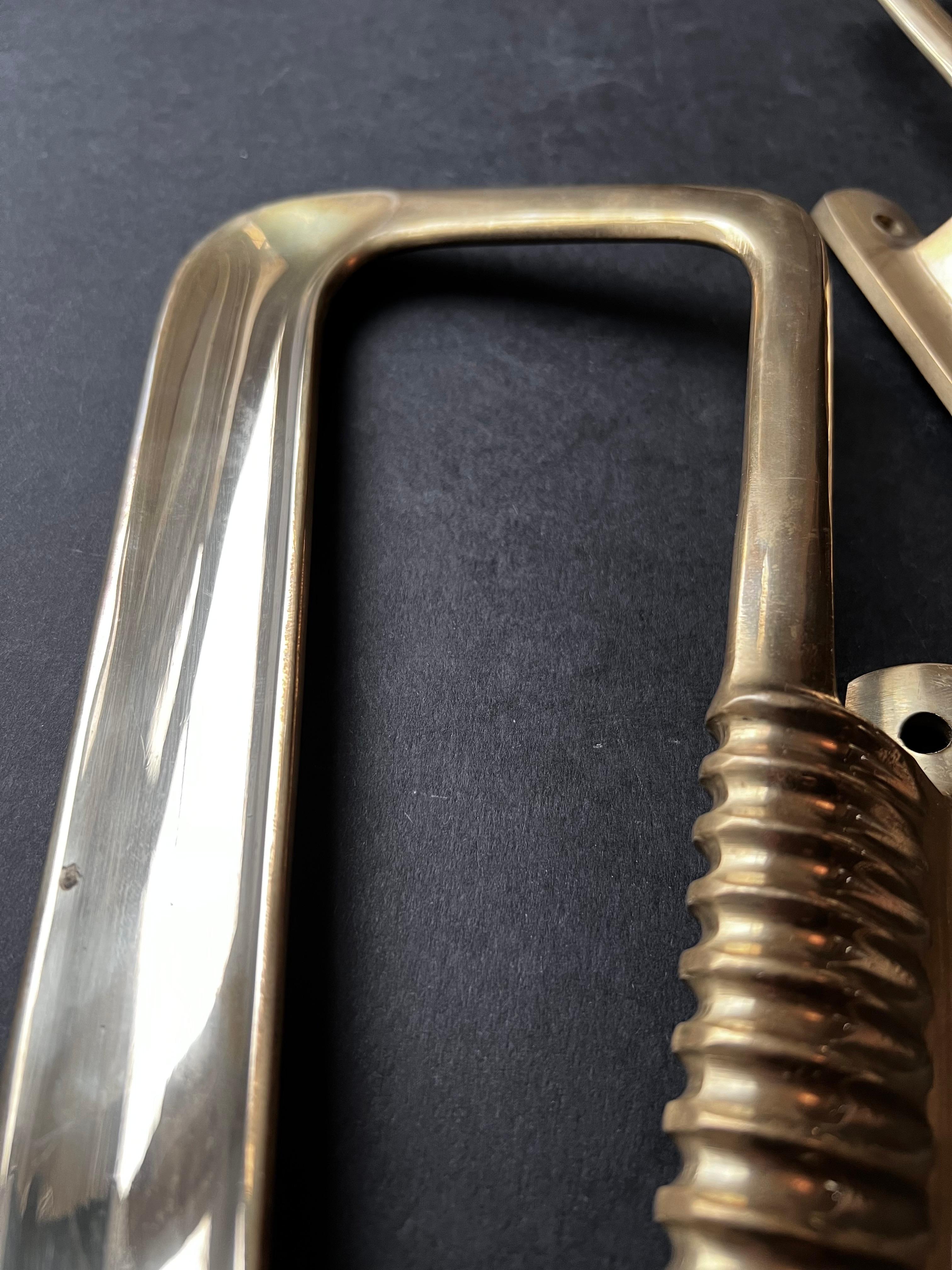 Mid-Century Modern Pair of Large Midcentury Brass Door Handles, Italy [II] For Sale