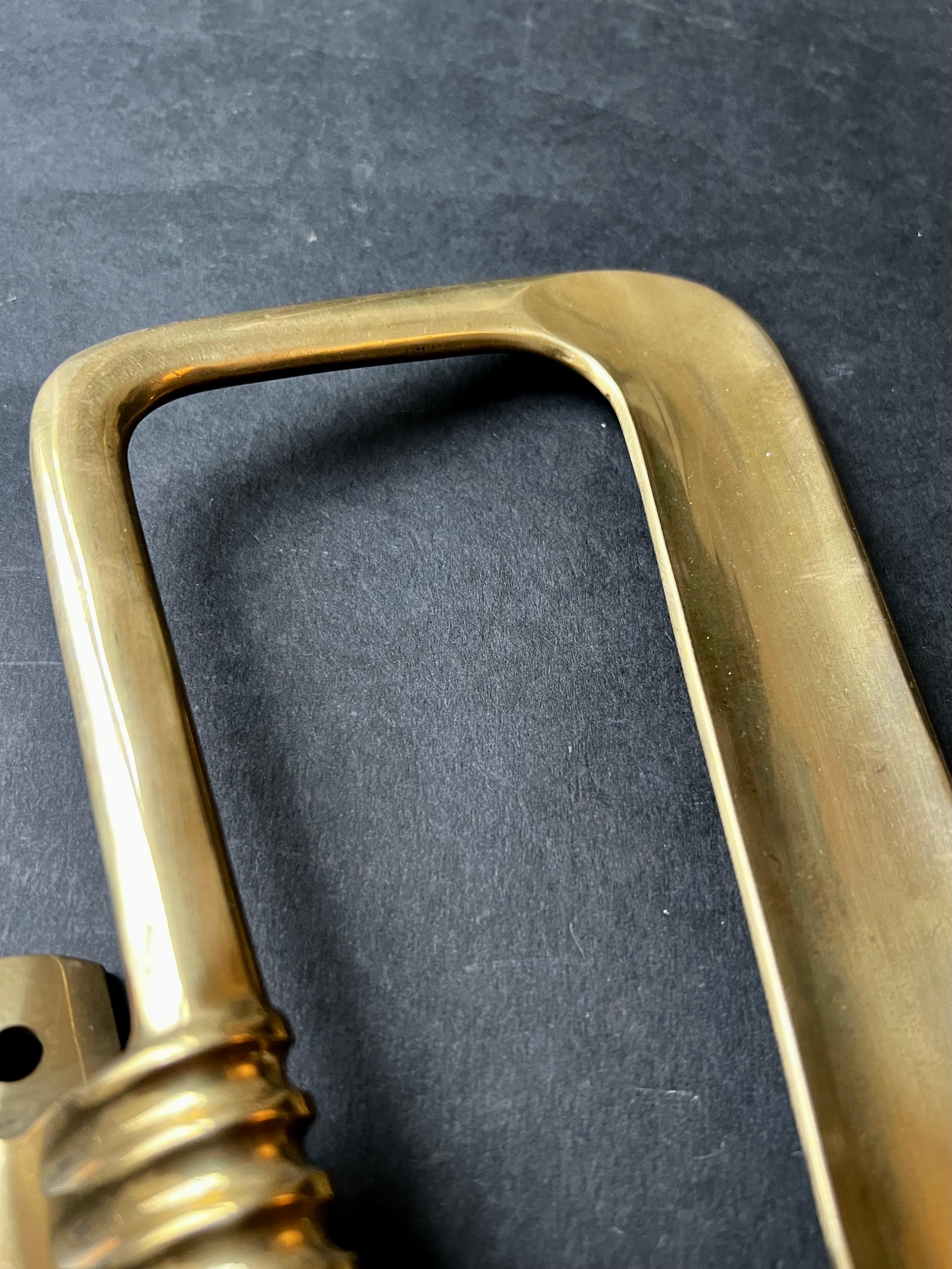 Italian Pair of Large Midcentury Brass Door Handles, Italy [II] For Sale