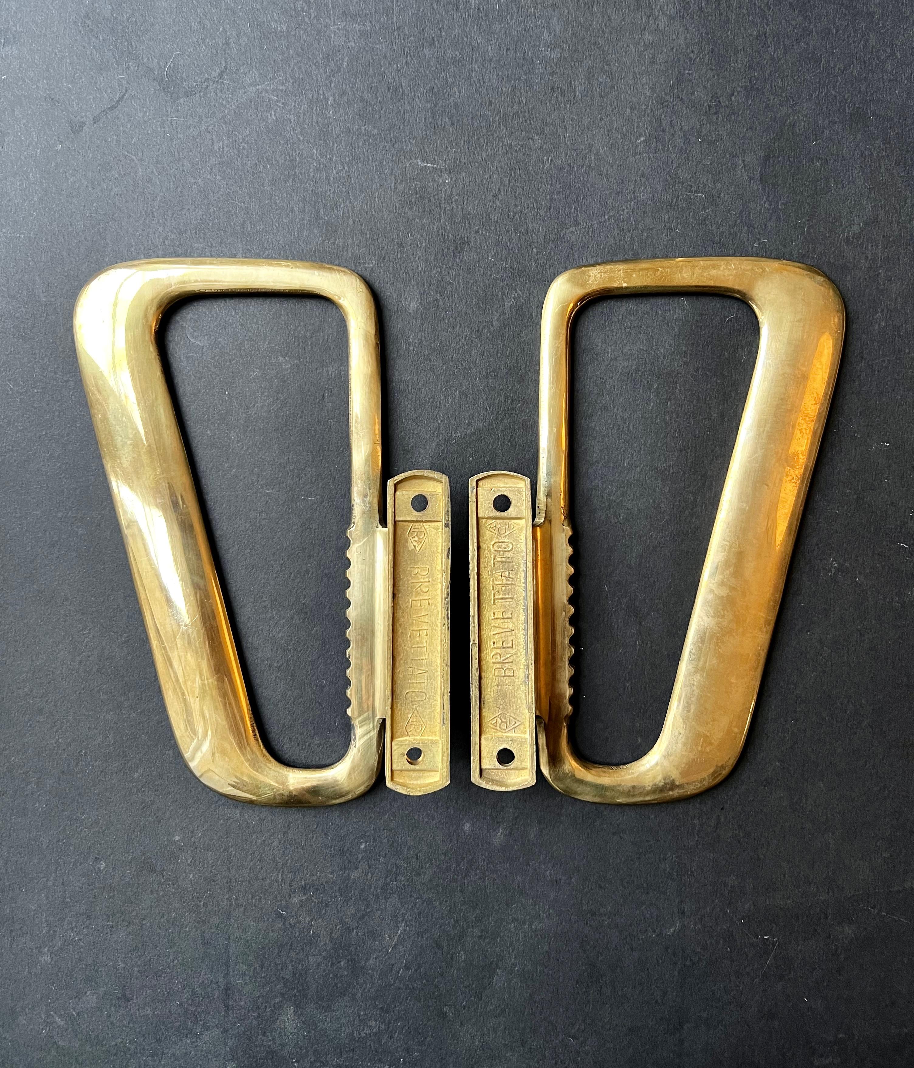 20th Century Pair of Large Midcentury Brass Door Handles, Italy [II] For Sale
