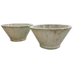 Vintage Pair of Large Midcentury Concrete Garden Pots 1970s