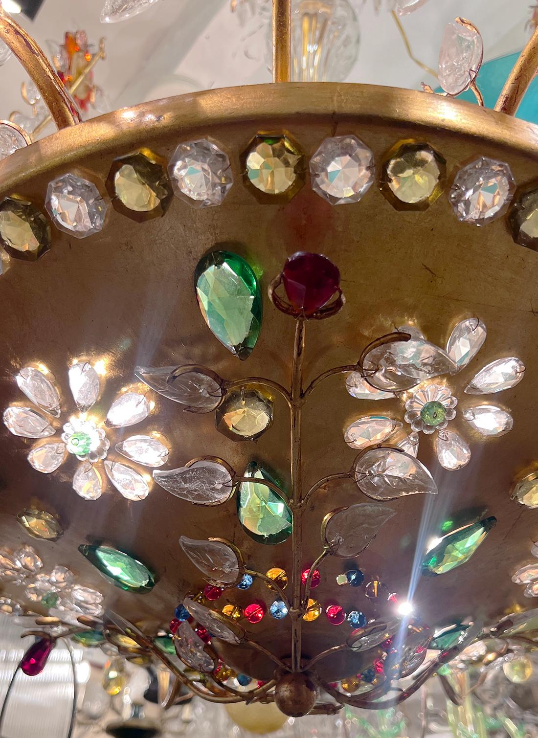Pair of Large Midcentury Crystal Chandeliers.Sold Individually For Sale 3