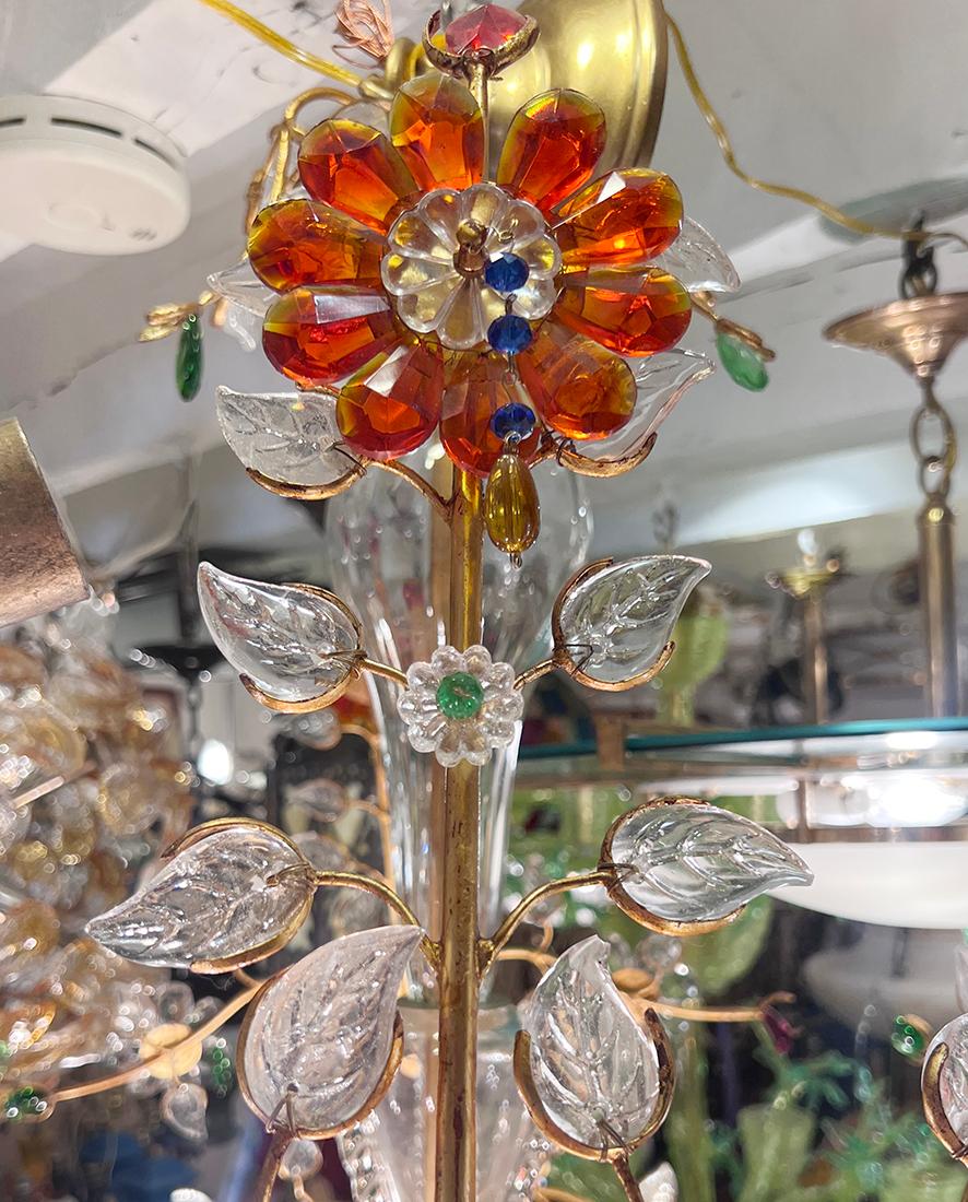 Pair of Large Midcentury Crystal Chandeliers.Sold Individually For Sale 4