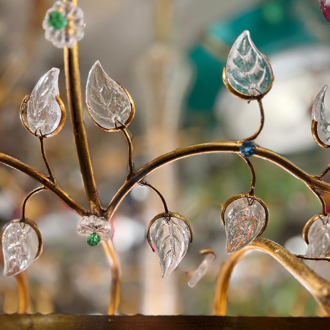 Pair of Large Midcentury Crystal Chandeliers.Sold Individually For Sale 5