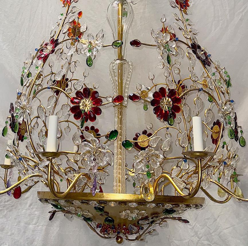 French Pair of Large Midcentury Crystal Chandeliers.Sold Individually For Sale