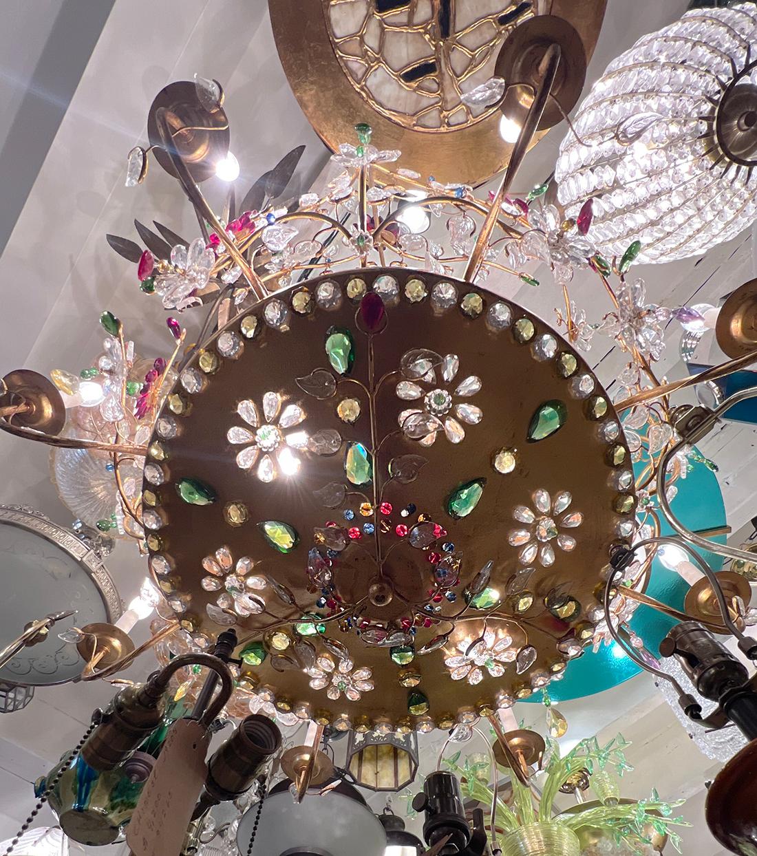 Mid-20th Century Pair of Large Midcentury Crystal Chandeliers.Sold Individually For Sale