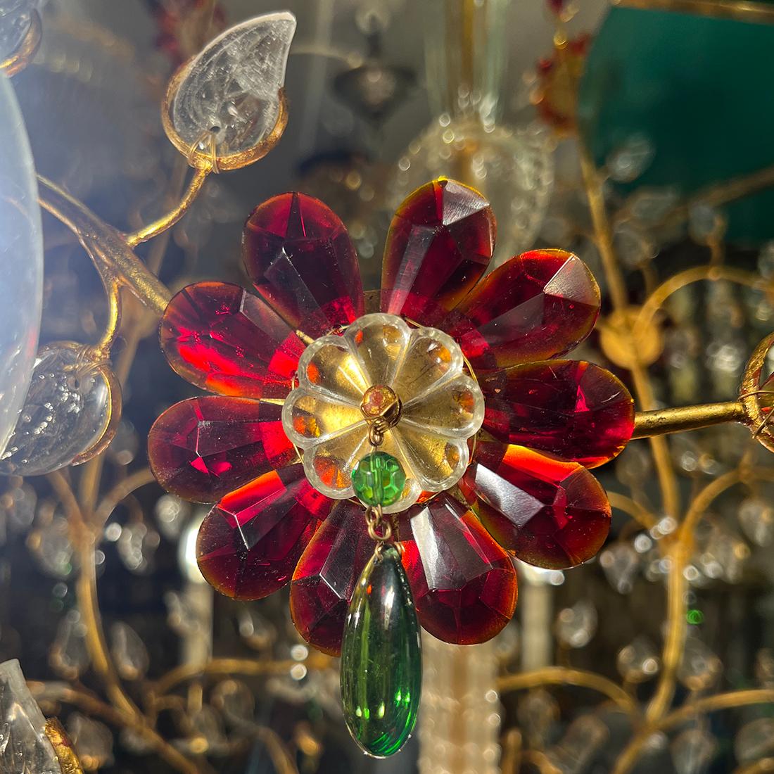 Pair of Large Midcentury Crystal Chandeliers.Sold Individually For Sale 1
