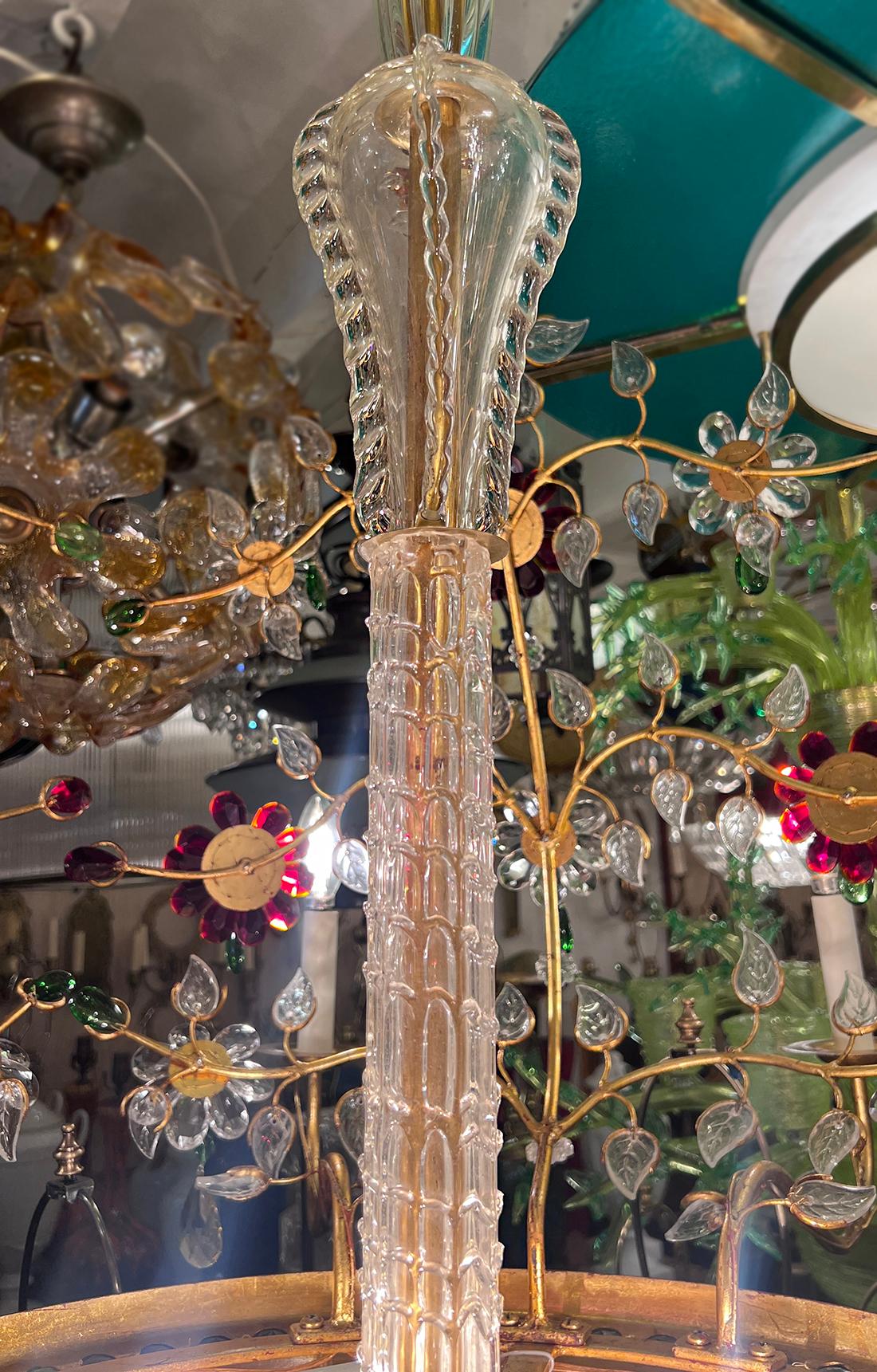 Pair of Large Midcentury Crystal Chandeliers.Sold Individually For Sale 2