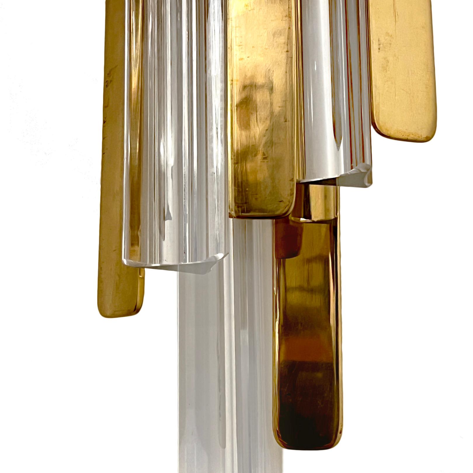 Italian Pair of Large Midcentury Glass Sconces For Sale
