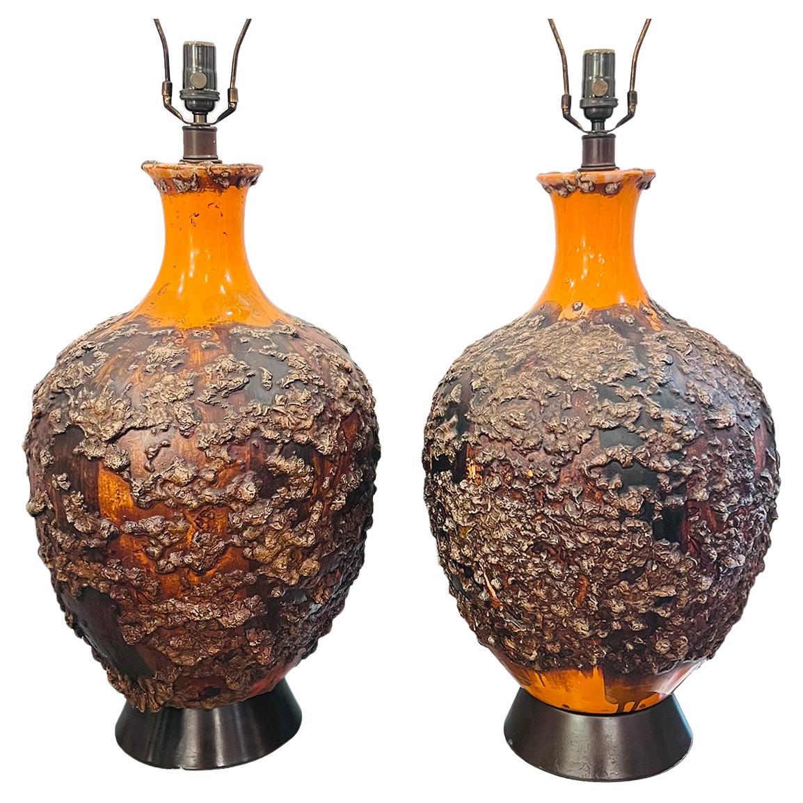 Pair of Large Midcentury Lamps