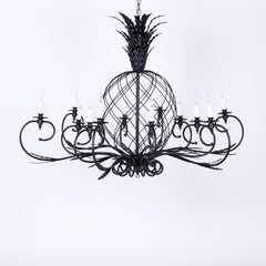Pair of Large Midcentury Metal Pineapple Chandeliers