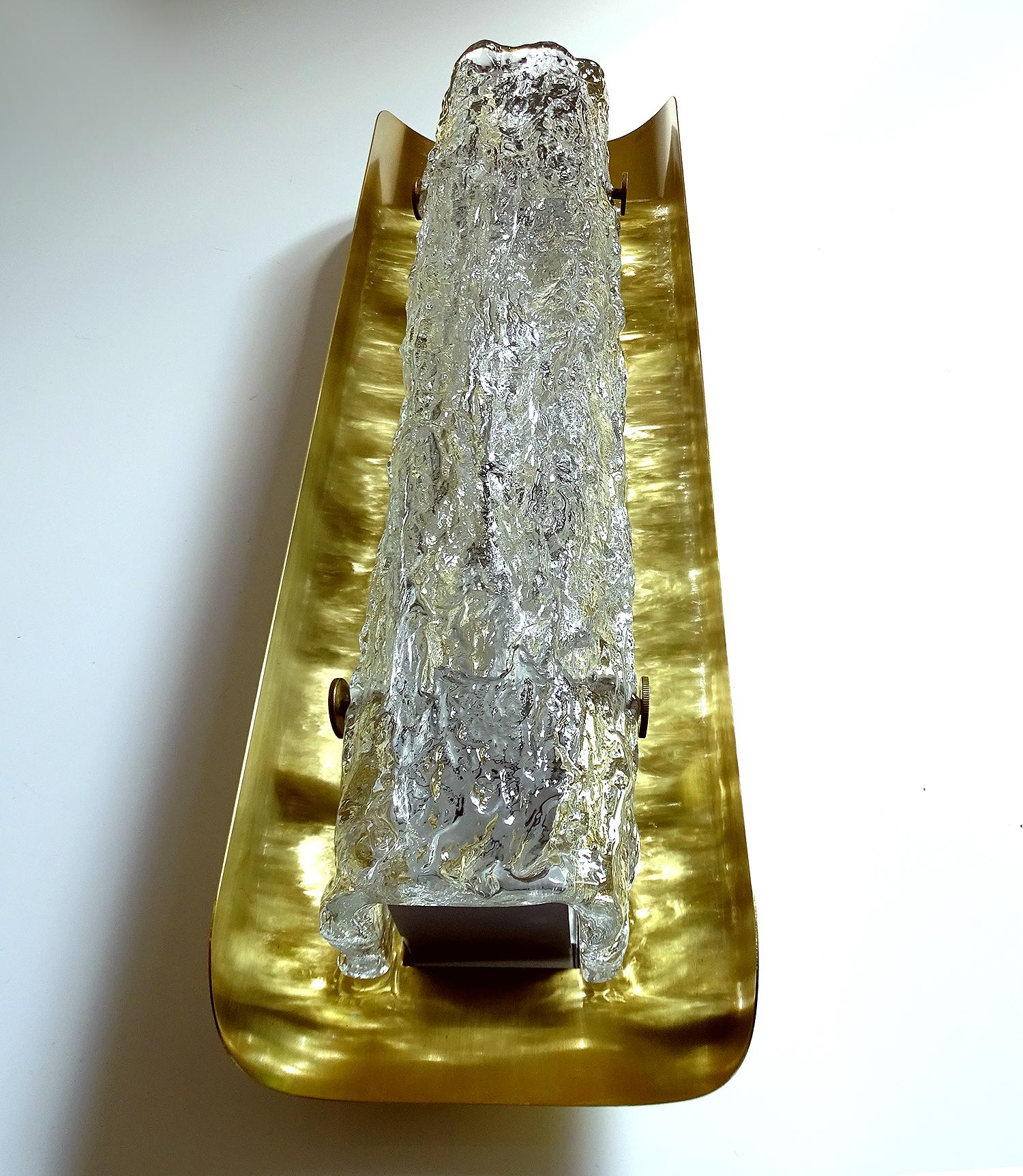 Pair MidCentury Kaiser Murano Glass Brass Mirror Vanity Sconces Wall Lights 5