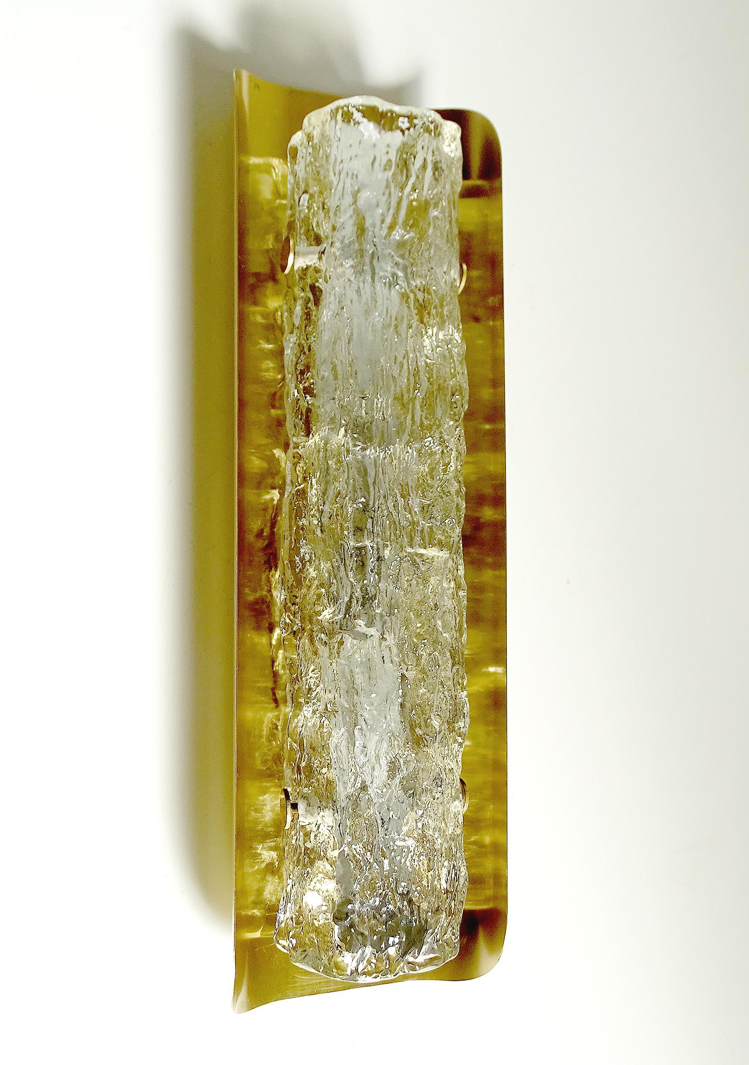 Pair MidCentury Kaiser Murano Glass Brass Mirror Vanity Sconces Wall Lights 7