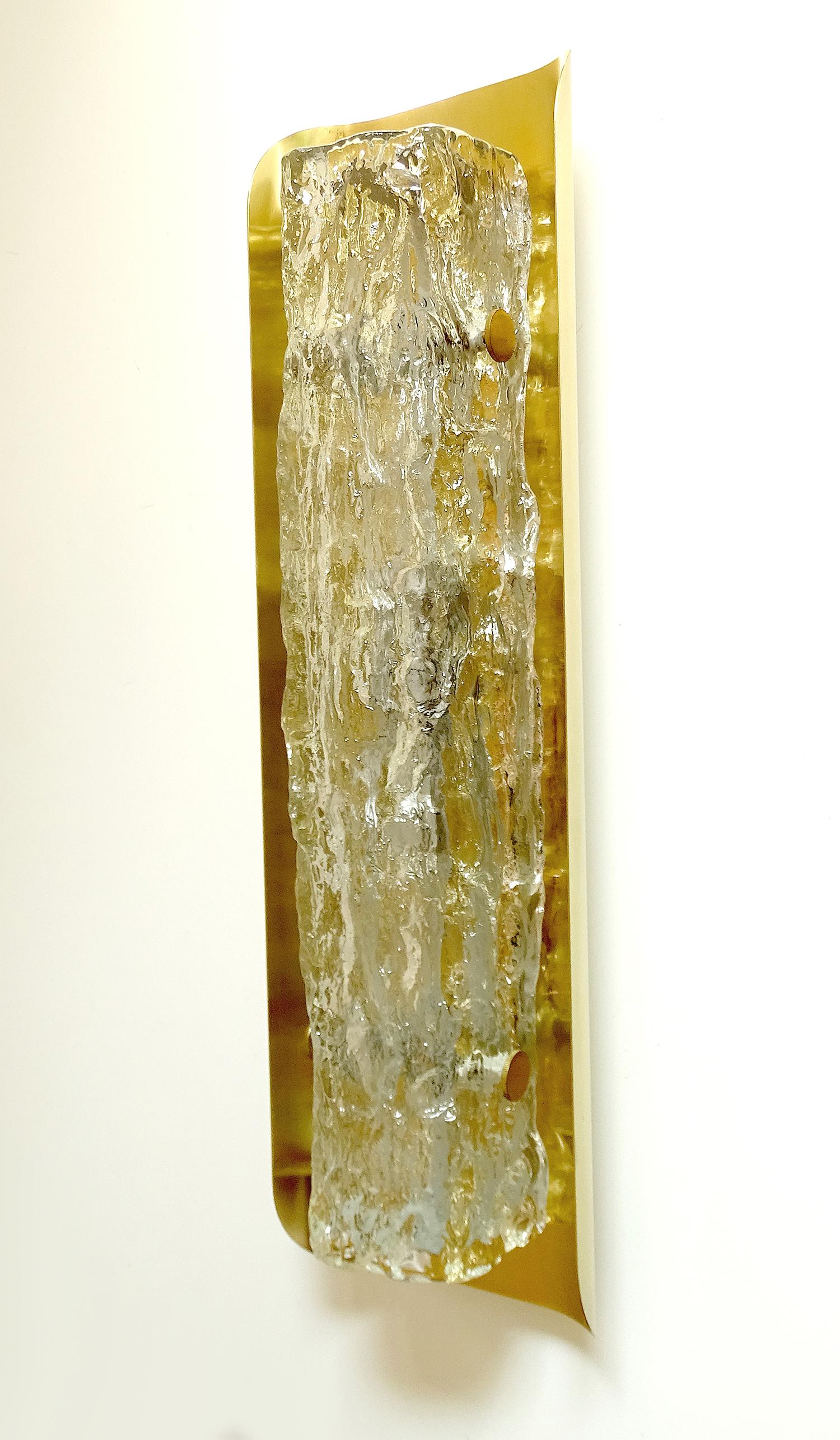 Pair MidCentury Kaiser Murano Glass Brass Mirror Vanity Sconces Wall Lights 8