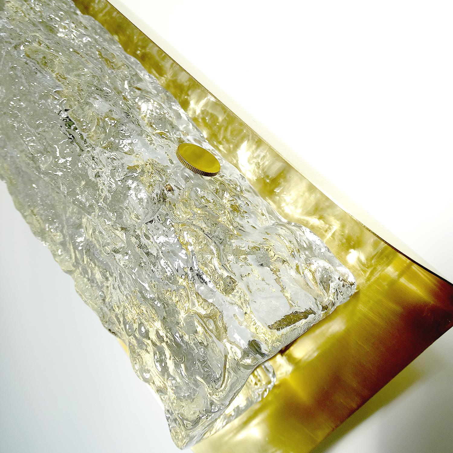 Pair MidCentury Kaiser Murano Glass Brass Mirror Vanity Sconces Wall Lights 13