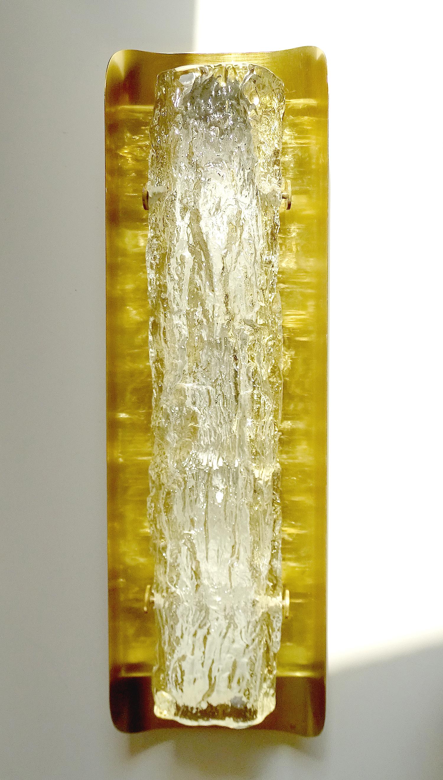 Mid-Century Modern Pair MidCentury Kaiser Murano Glass Brass Mirror Vanity Sconces Wall Lights