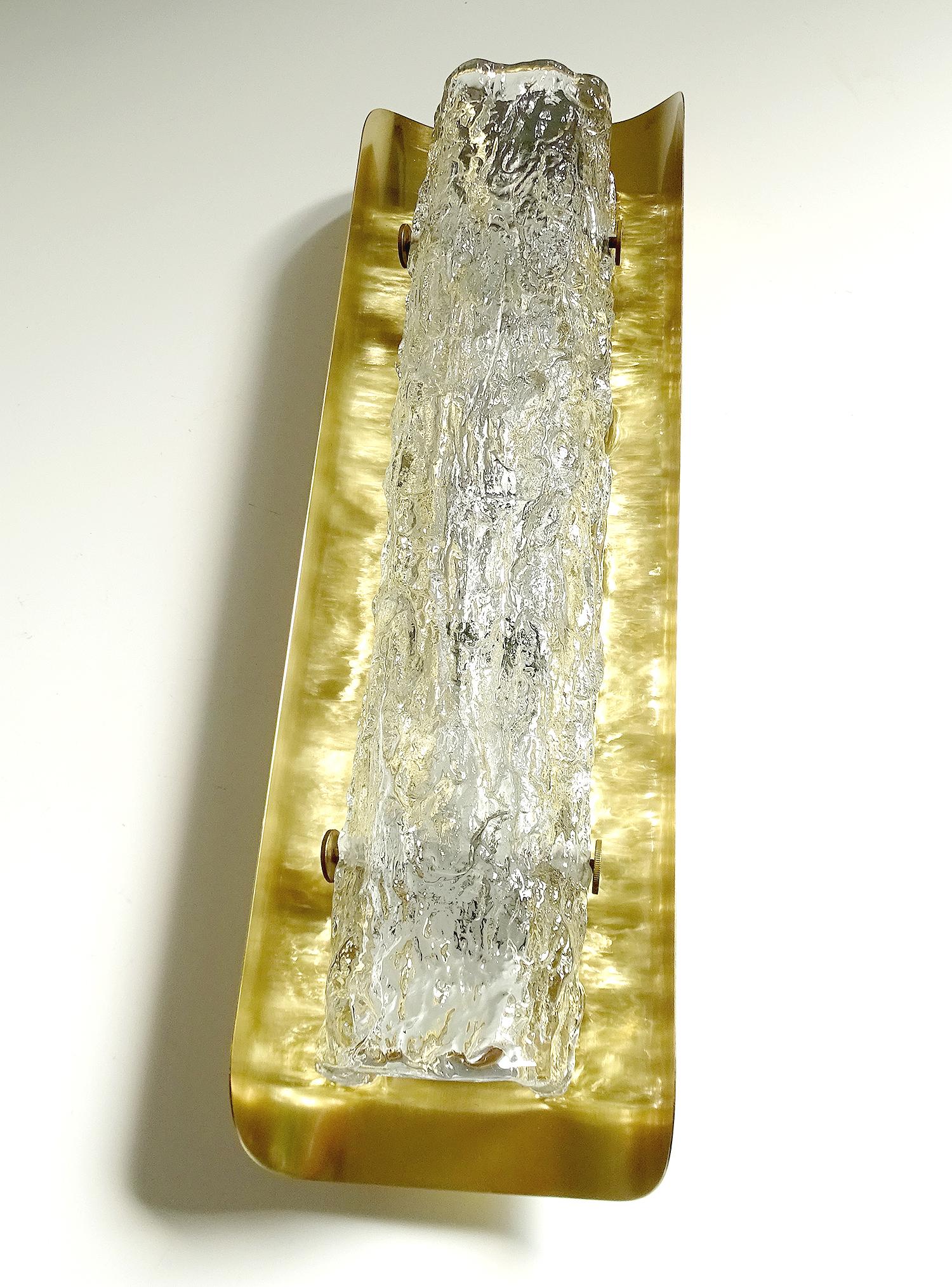 Pair MidCentury Kaiser Murano Glass Brass Mirror Vanity Sconces Wall Lights 3