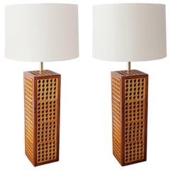 Pair of Large Midcentury Perforated Table Lamps