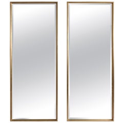 Pair of Large Midcentury Style Silver Gilt Modern Full Length Mirrors