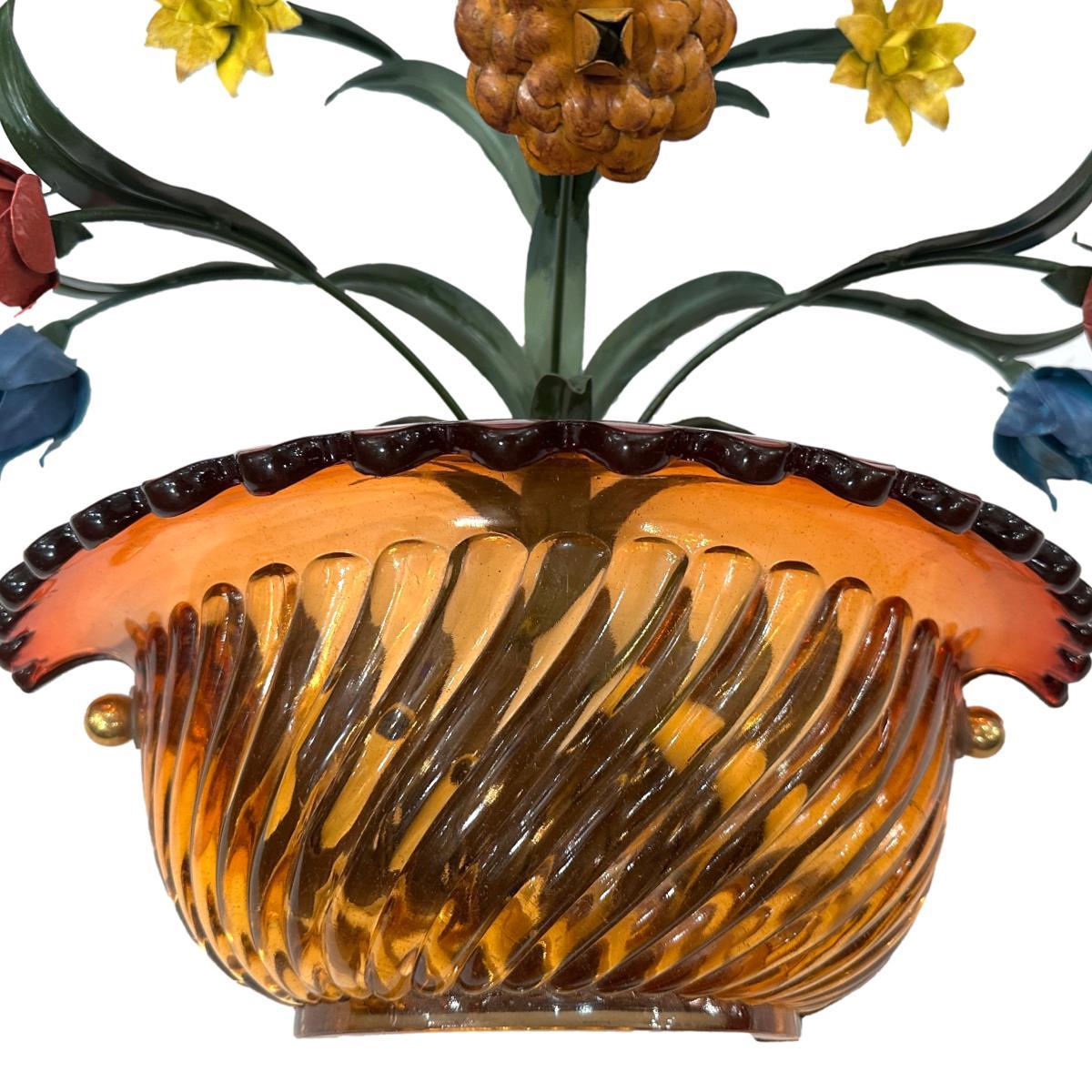 Metal Pair of Large Midcentury Venetian Sconces For Sale