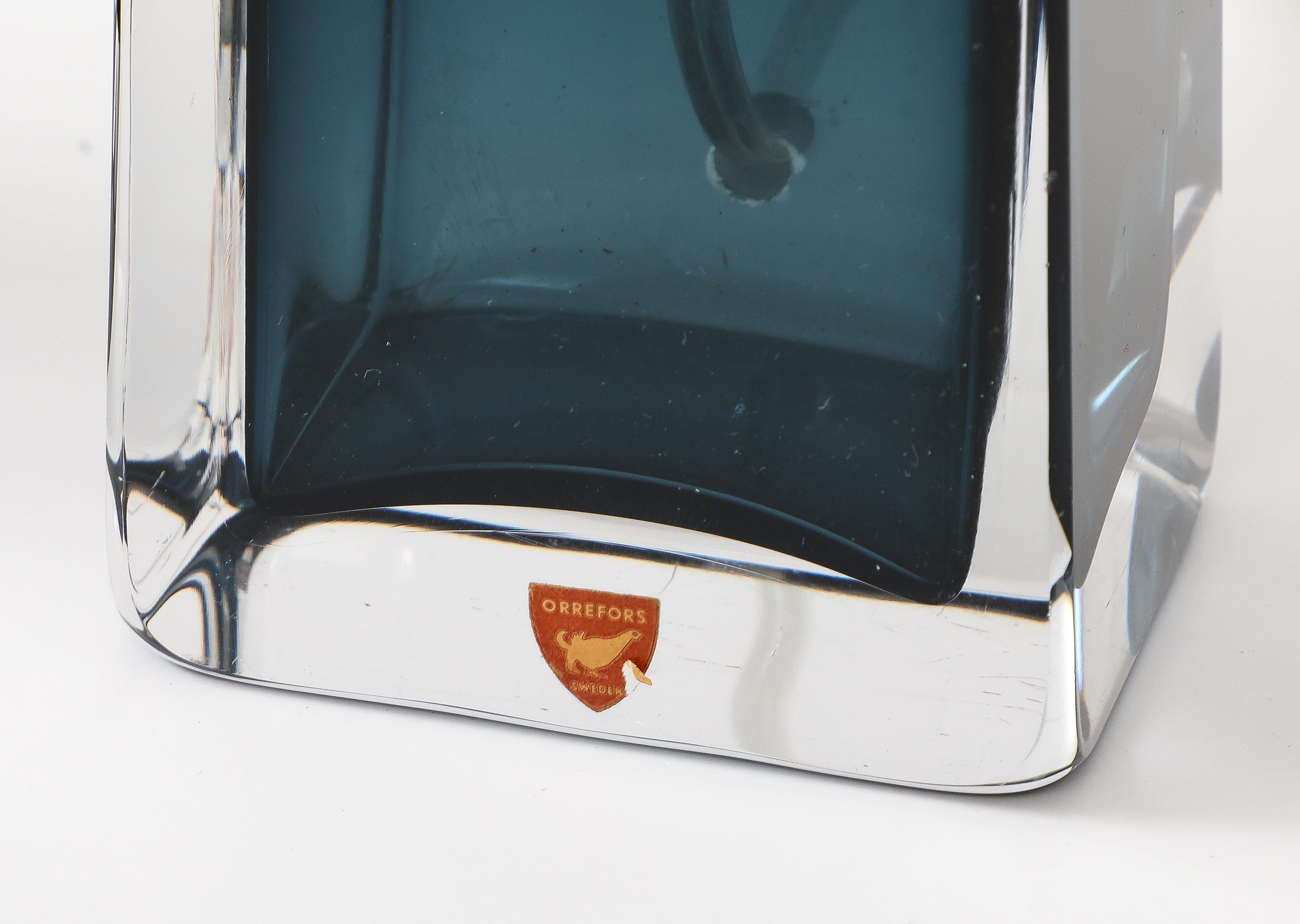 Pair of Large Mild-Night Blue lamps designed By Carl Fagerlund for Orrefors. For Sale 1