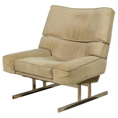 Pair of Large Milo Baughman Chrome and suede Club Chairs
