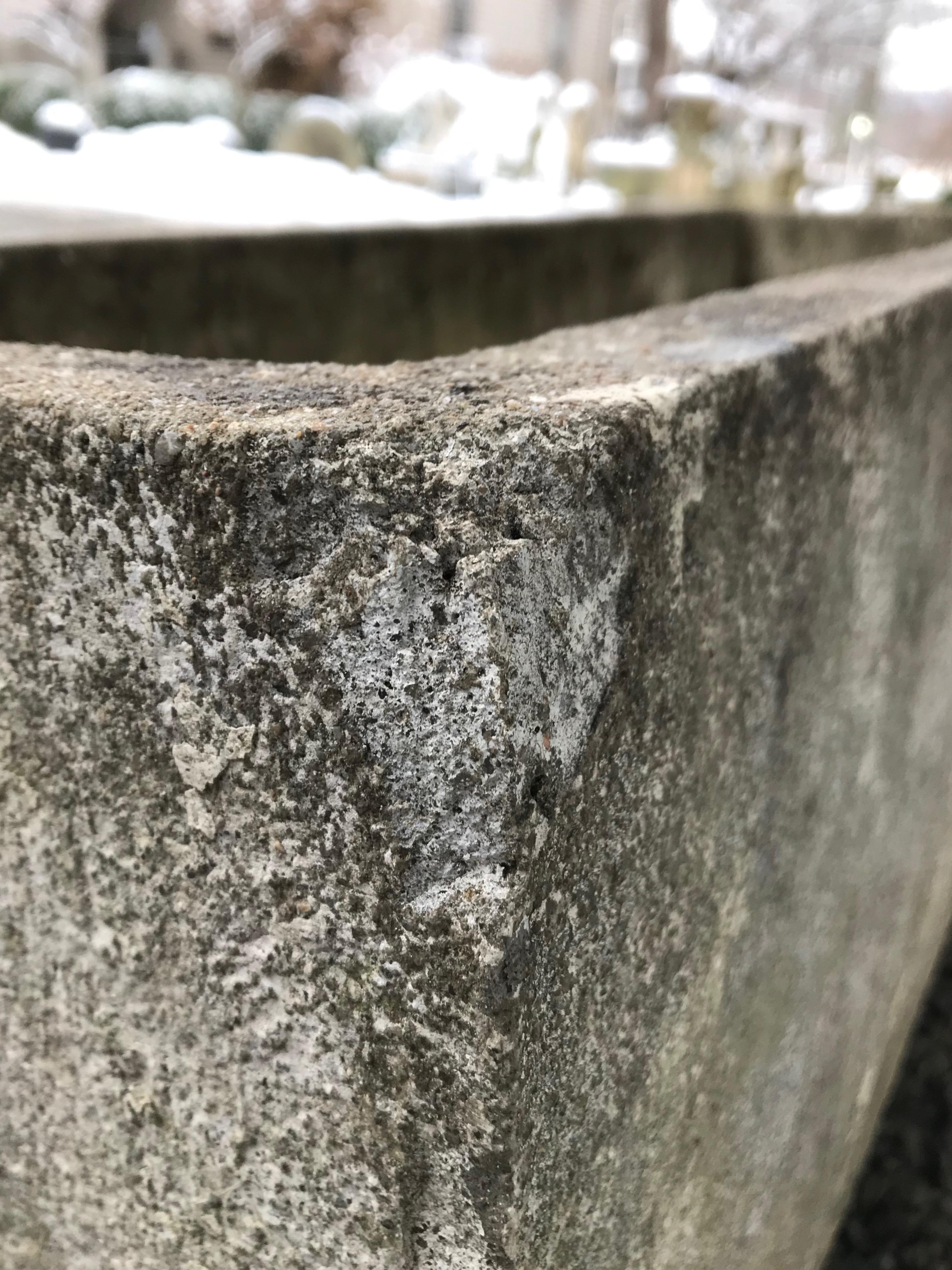 Pair of Large Minimalist French Rectangular Cast Stone Planters 2