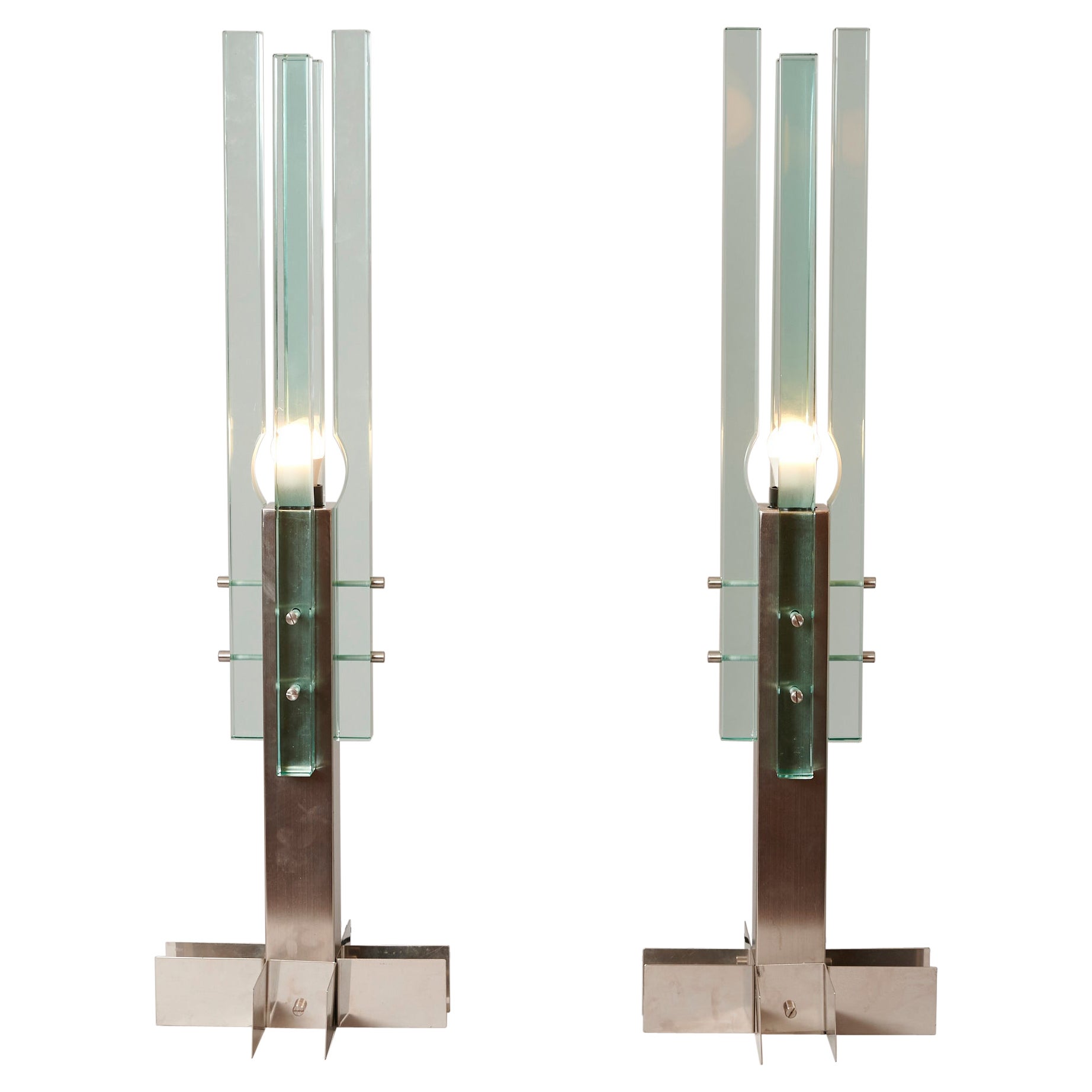 Paire de grandes lampes de table minimalistes de Gallotti & Radice, Italie c1965