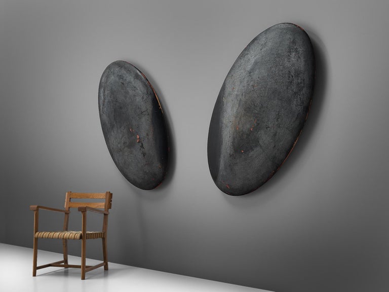 Pair of Large Minimalist Wooden Wall Sculptures For Sale at 1stDibs