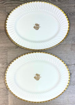 Pair of Large Minton “Gold Crocus” Gilt Porcelain Serving Platters, 1950s