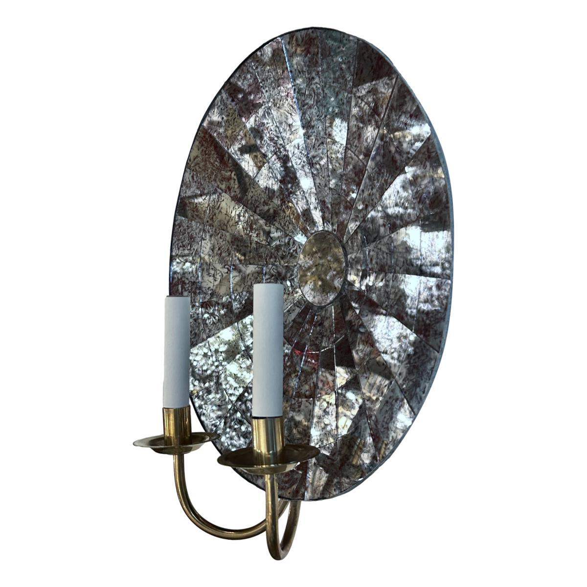 Pair of Large Mirrored Back Sconces For Sale 3