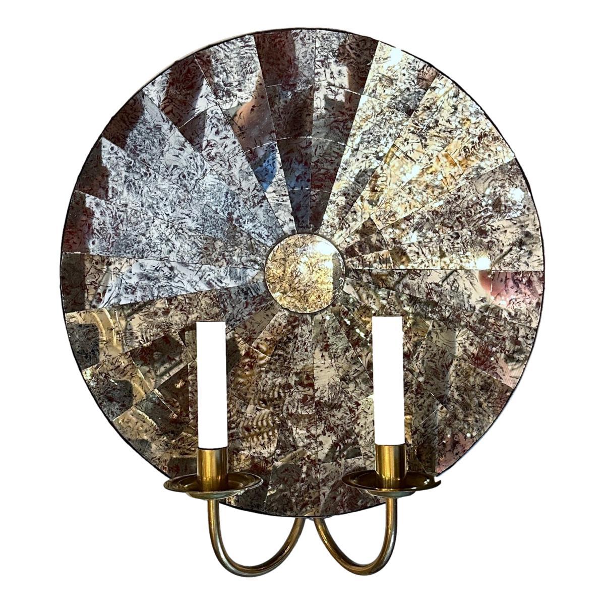 Pair of Large Mirrored Back Sconces For Sale 5