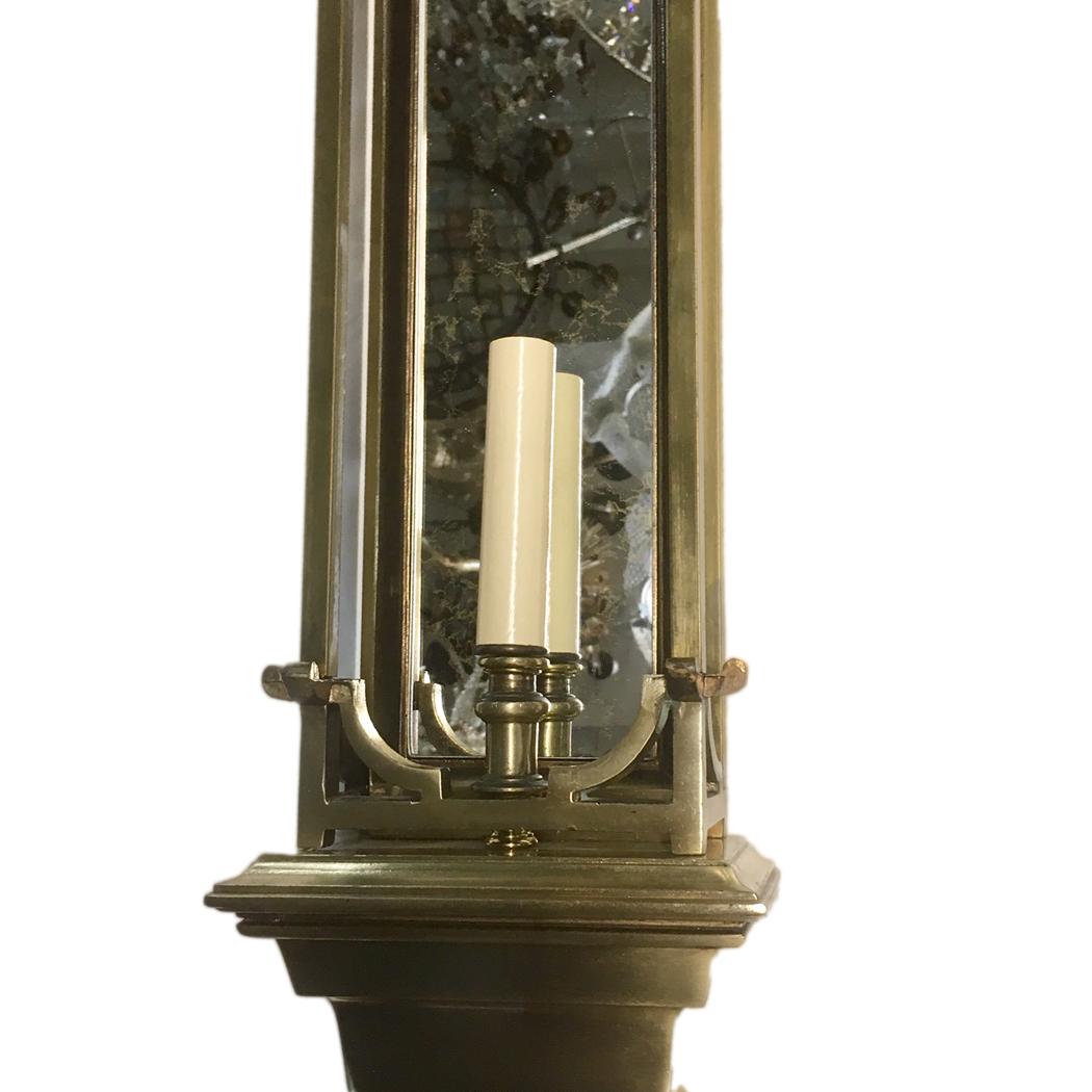 Gilt Pair of Large Mirrored Sconces