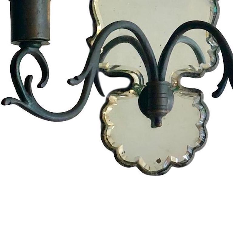 Early 20th Century Pair of Large Mirrored Sconces For Sale
