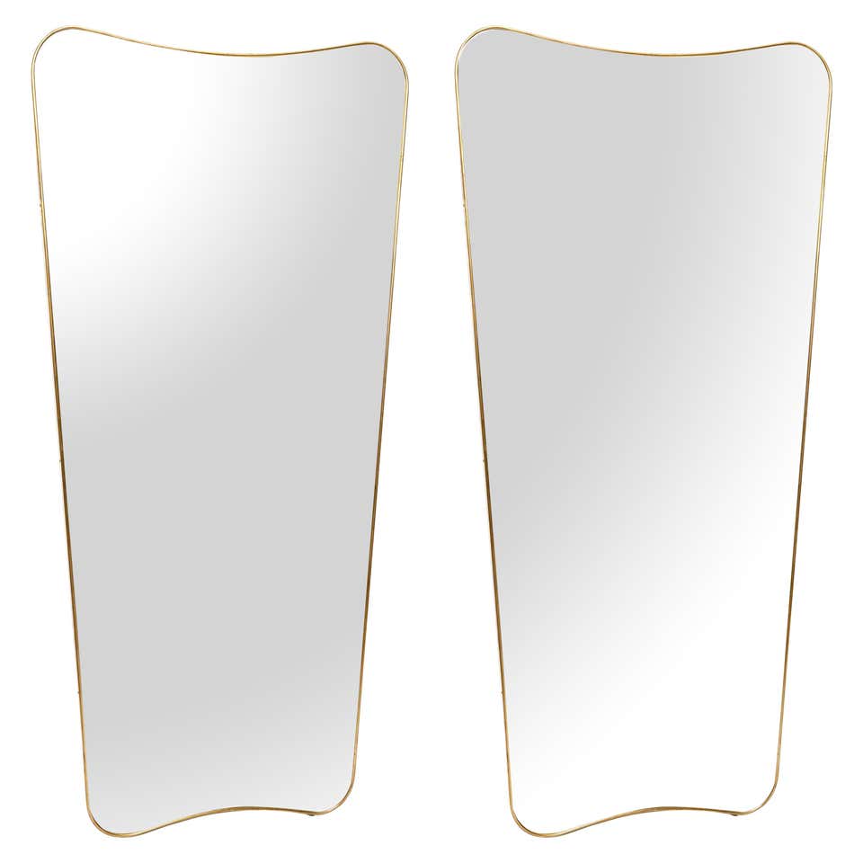 Pair Of Large Brass Mirrors At 1stdibs