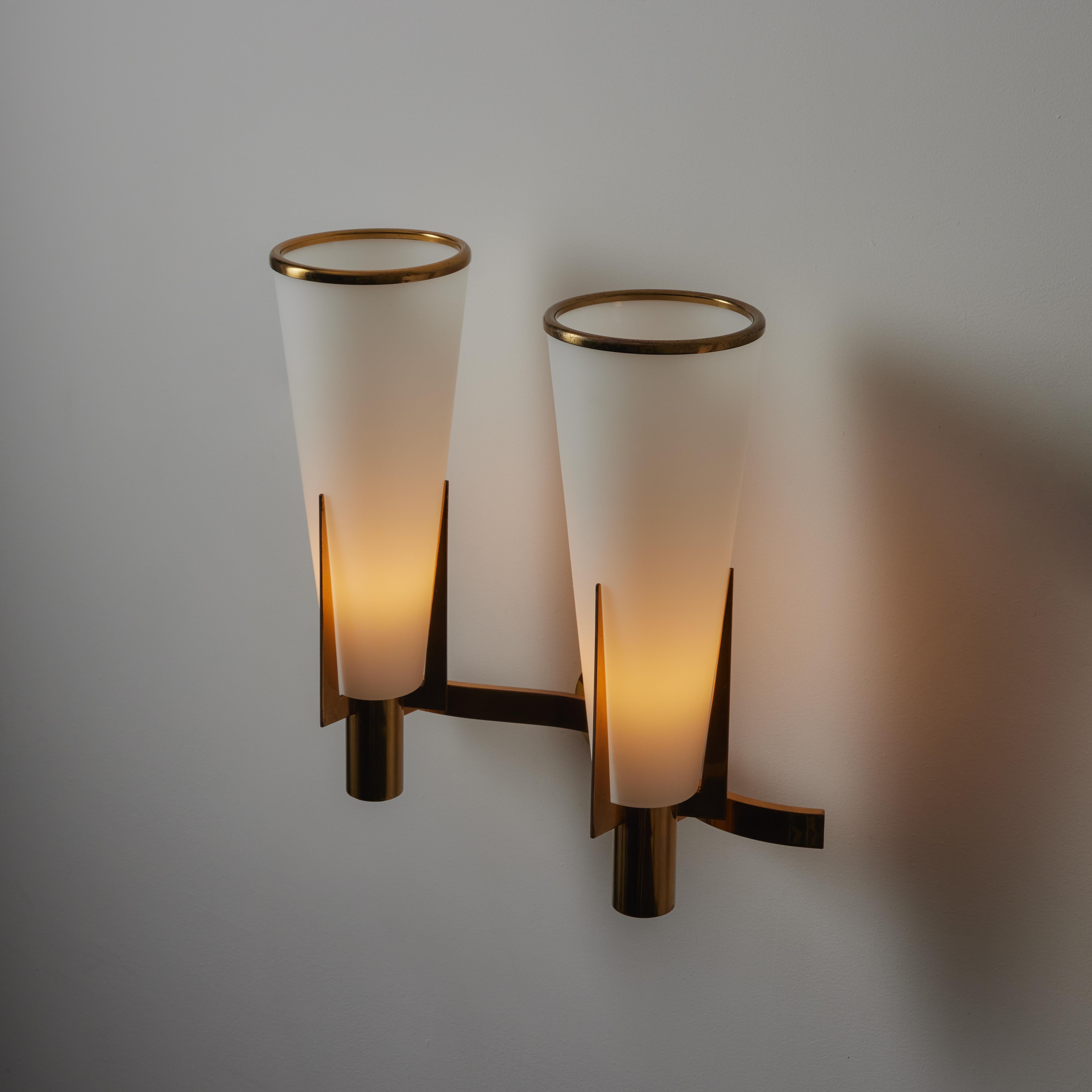 Brass Pair of Large model 2021/2 Sconces by Stilnovo